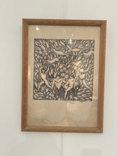 "Merman and Nudes in Paradise, " Jean Mayodon Art Deco Print