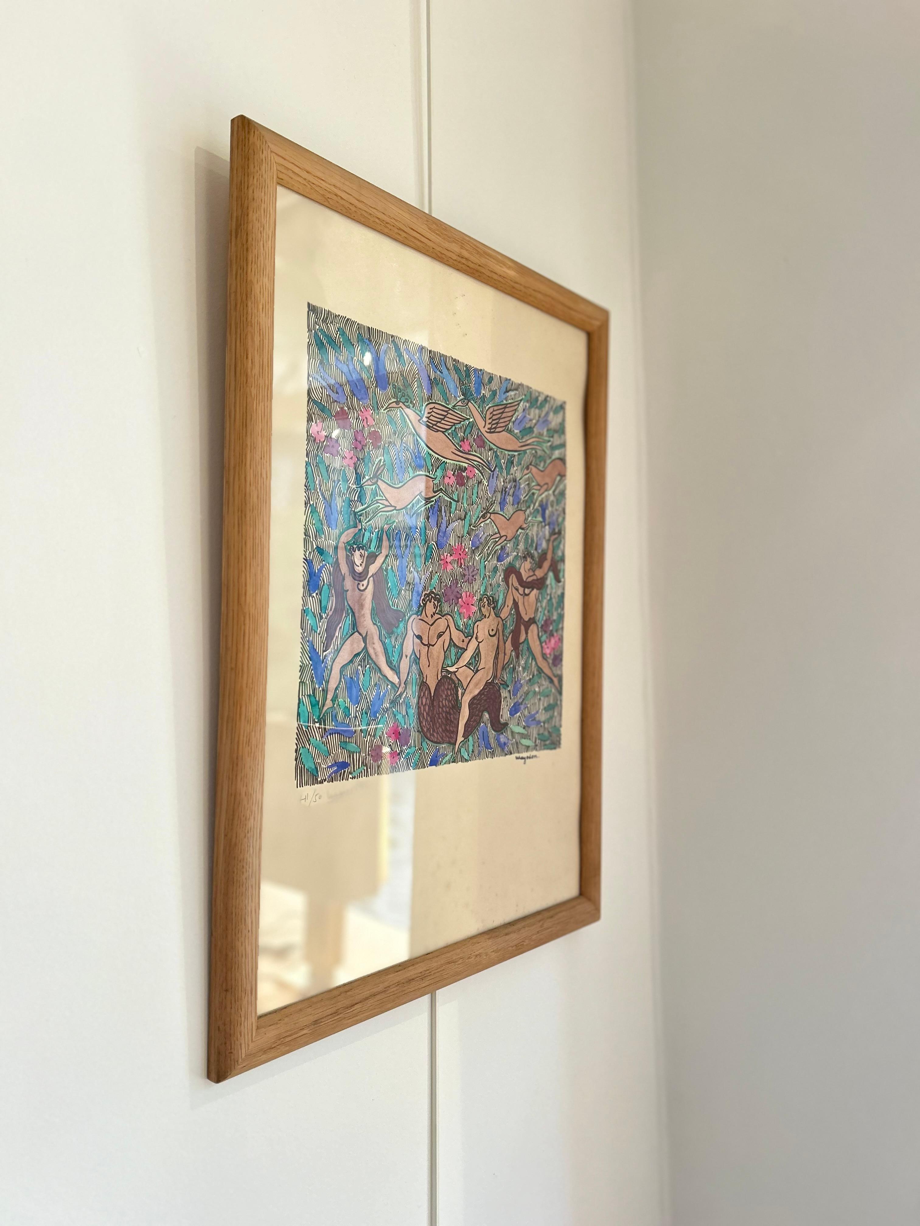 Français « Merman and Nudes in Paradise », Jean Mayodon, impression Art déco en vente