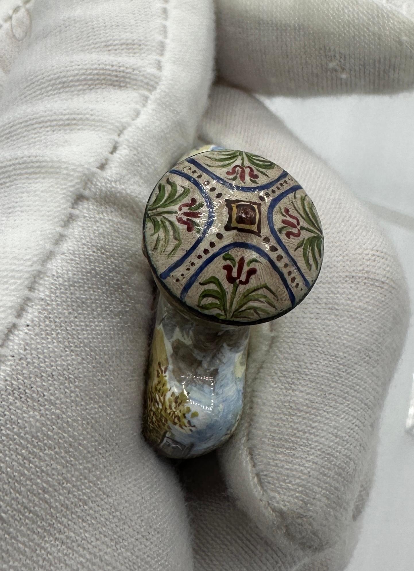 Merman Centaur Goddess Maiden Mermaid Enamel Perfume Bottle Vinaigrette Antique For Sale 5