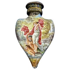 Merman Centaur Goddess Maiden Mermaid Enamel Perfume Bottle Vinaigrette Antique