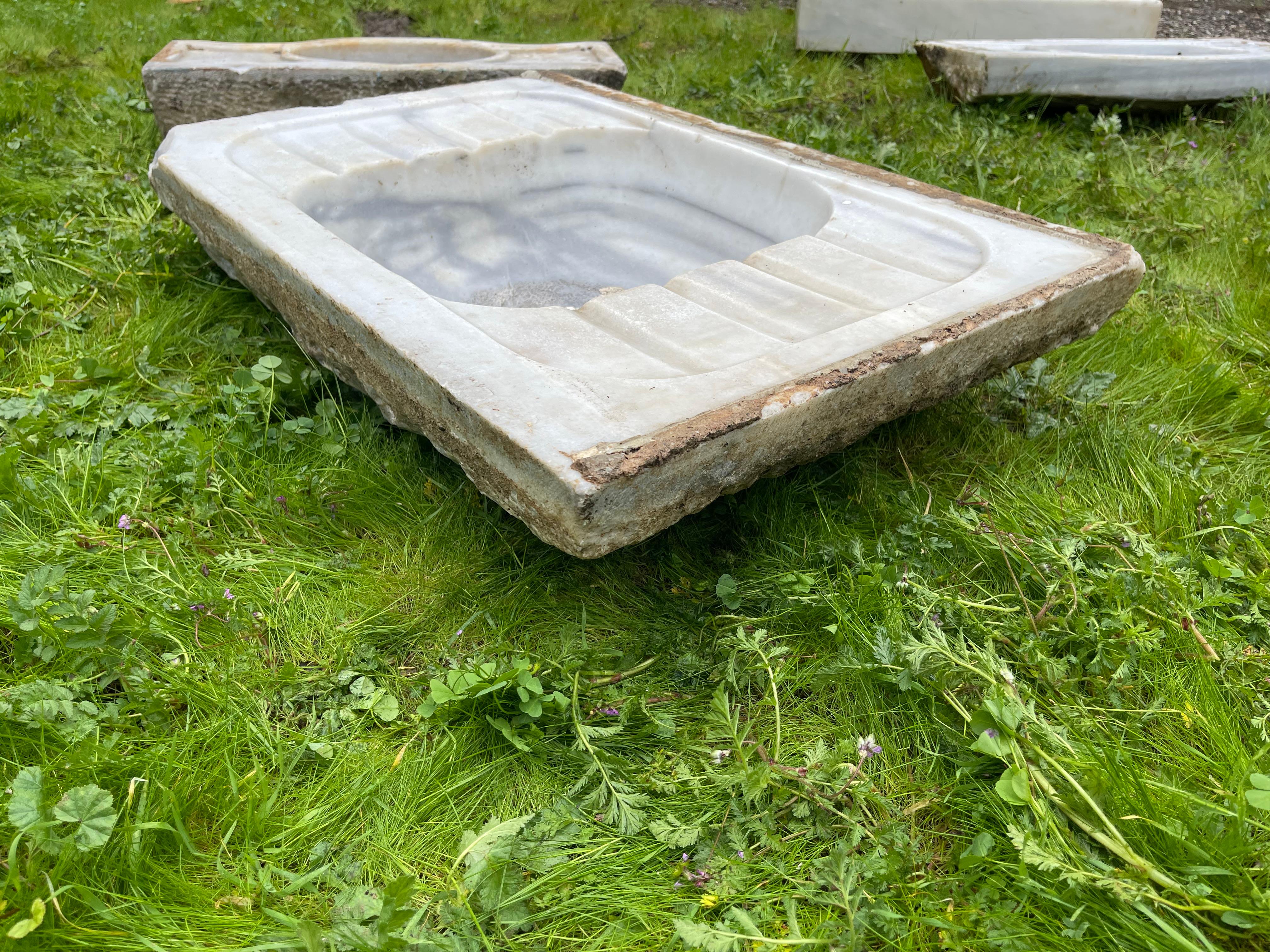 Mermer Lavabo (Ottoman Marble Sink) 0227 In Good Condition For Sale In Ojai, US