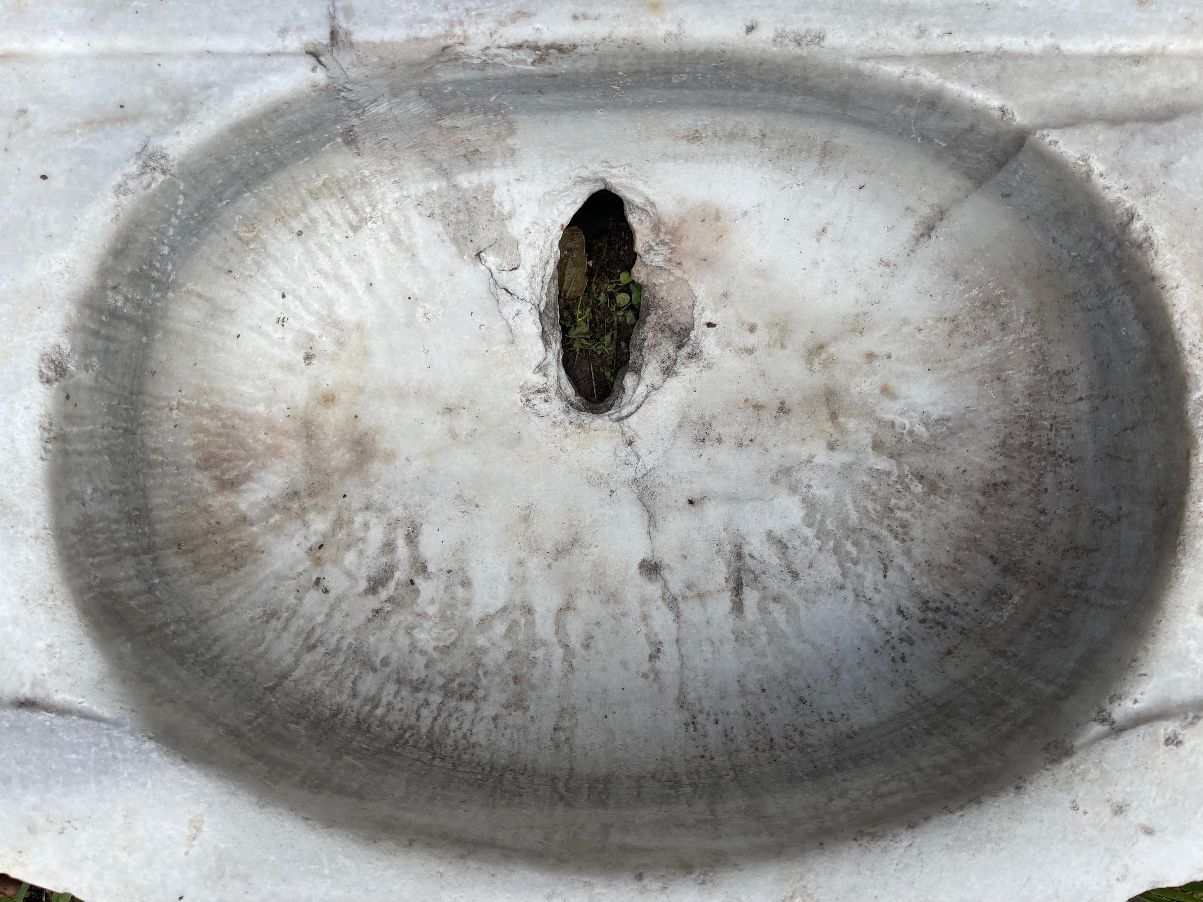 Mermer Lavabo (Ottoman Marble Sink) 0261 In Fair Condition For Sale In Ojai, US