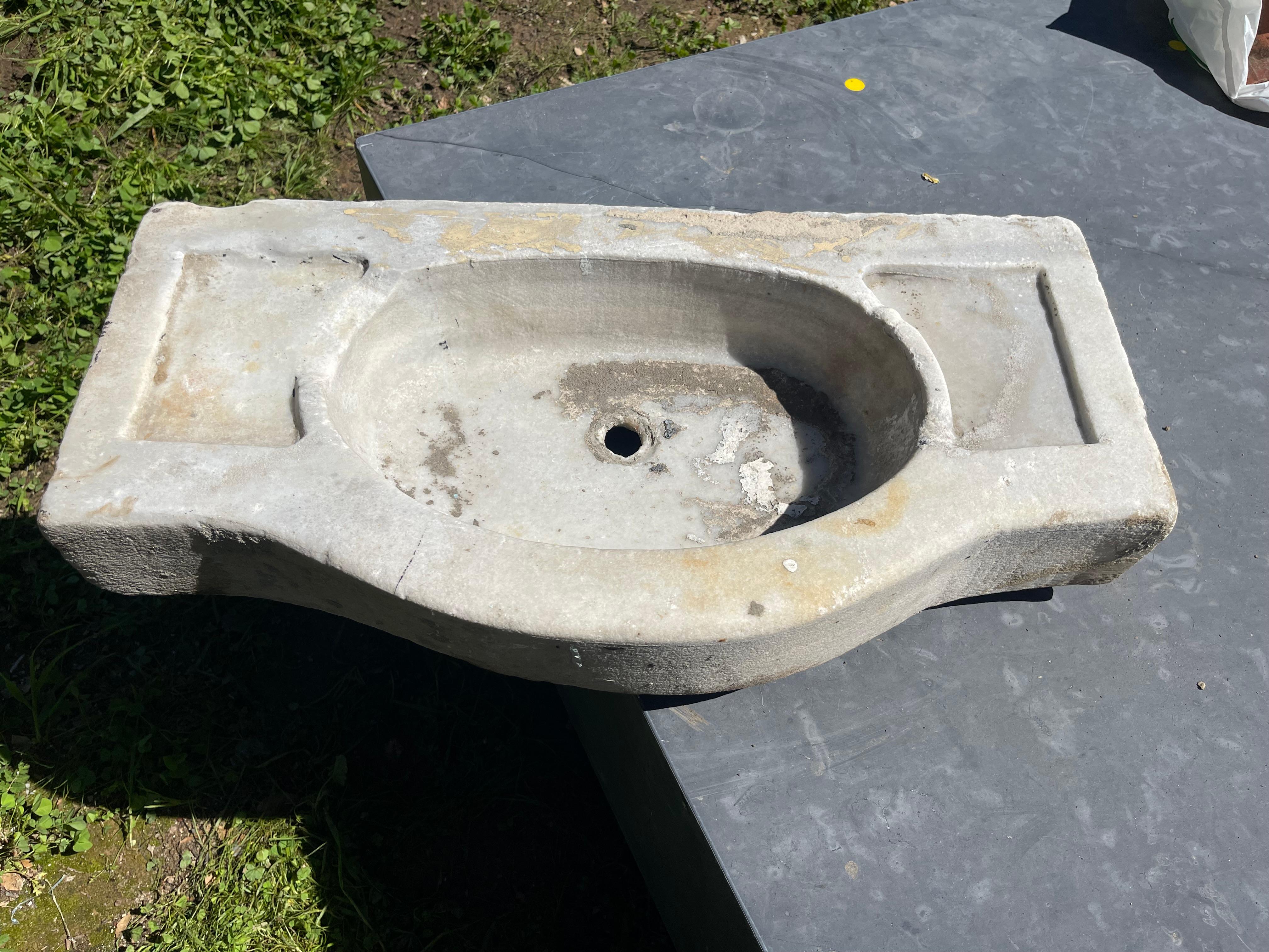 Mermer Lavabo (Ottoman Marble Sink) 0263 In Good Condition For Sale In Ojai, US