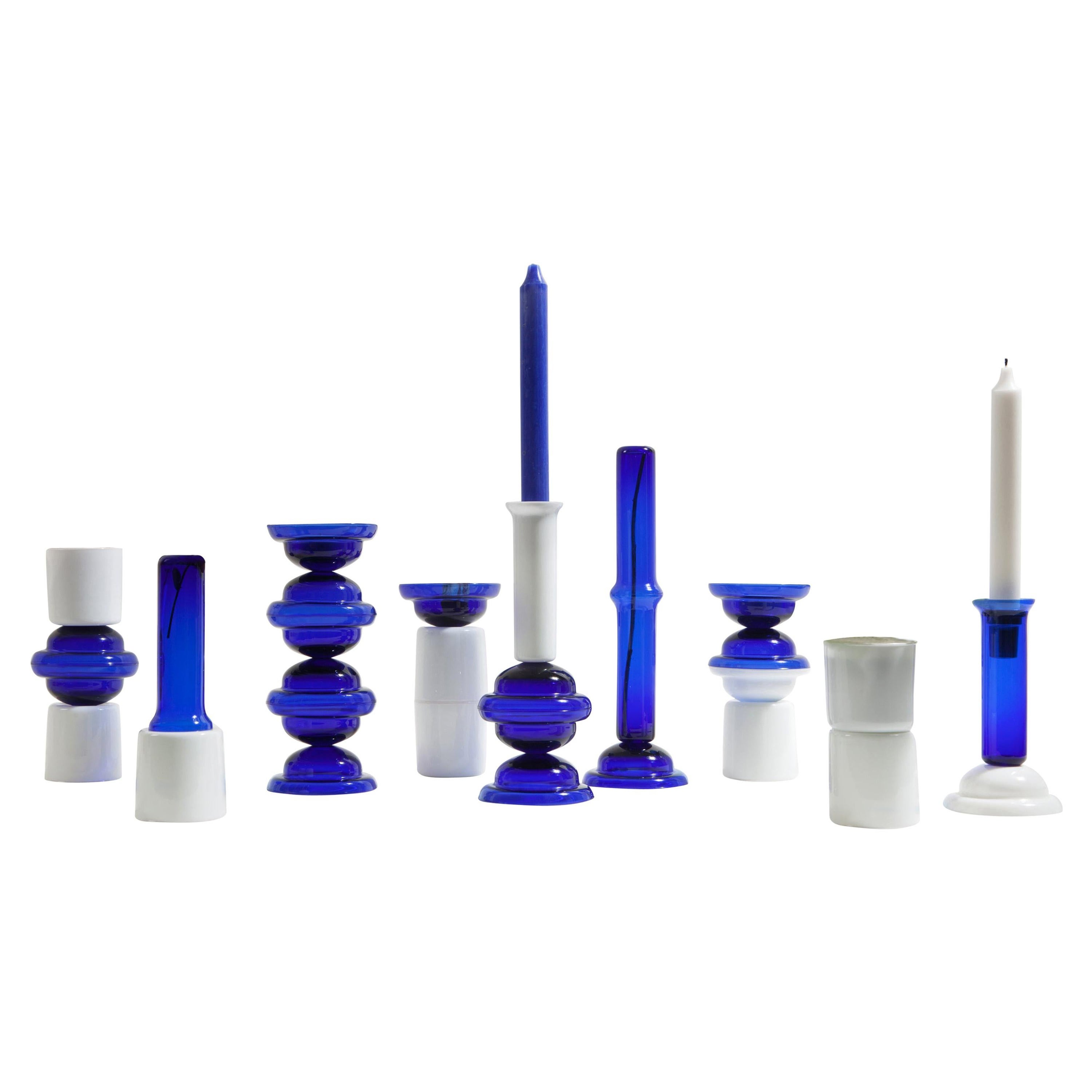 Mermerlada Estudio Blue and White Glass DNA Vases by BD Barcelona For Sale