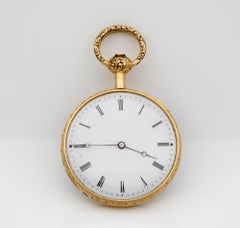 Mermod Freres Gold Pocket Watch Dog Enamel Miniature