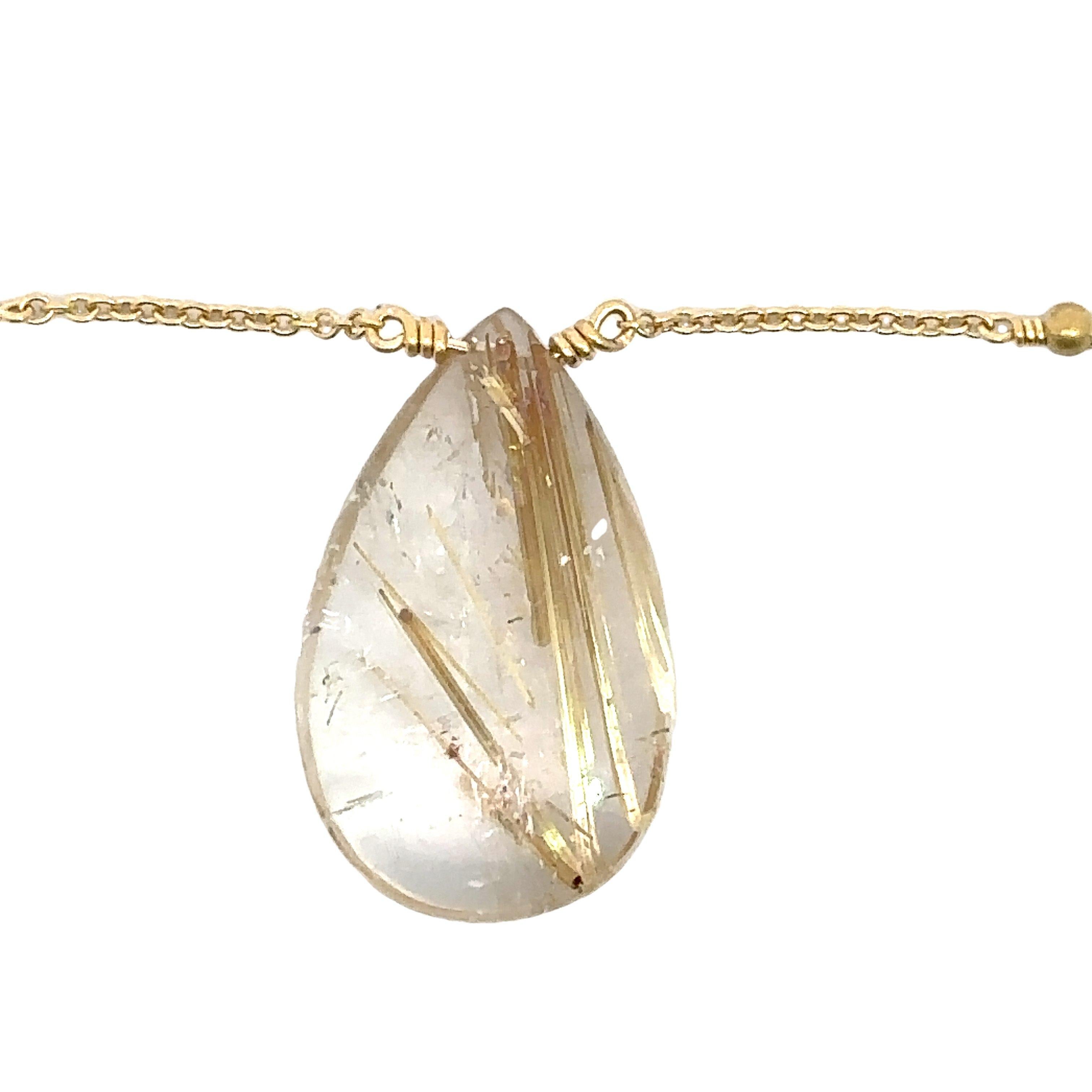 da uomo o donna Me&Ro Collana con ciondolo grande in quarzo rutilato in oro giallo 18KT in vendita