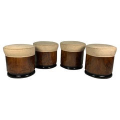 Vintage Meroni E Fossati Four Italian Mid Century Drum Shaped Velvet Seat Stools