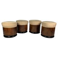 Meroni E Fossati Four Italian Mid Century Drum Shaped Velvet Seat Stools