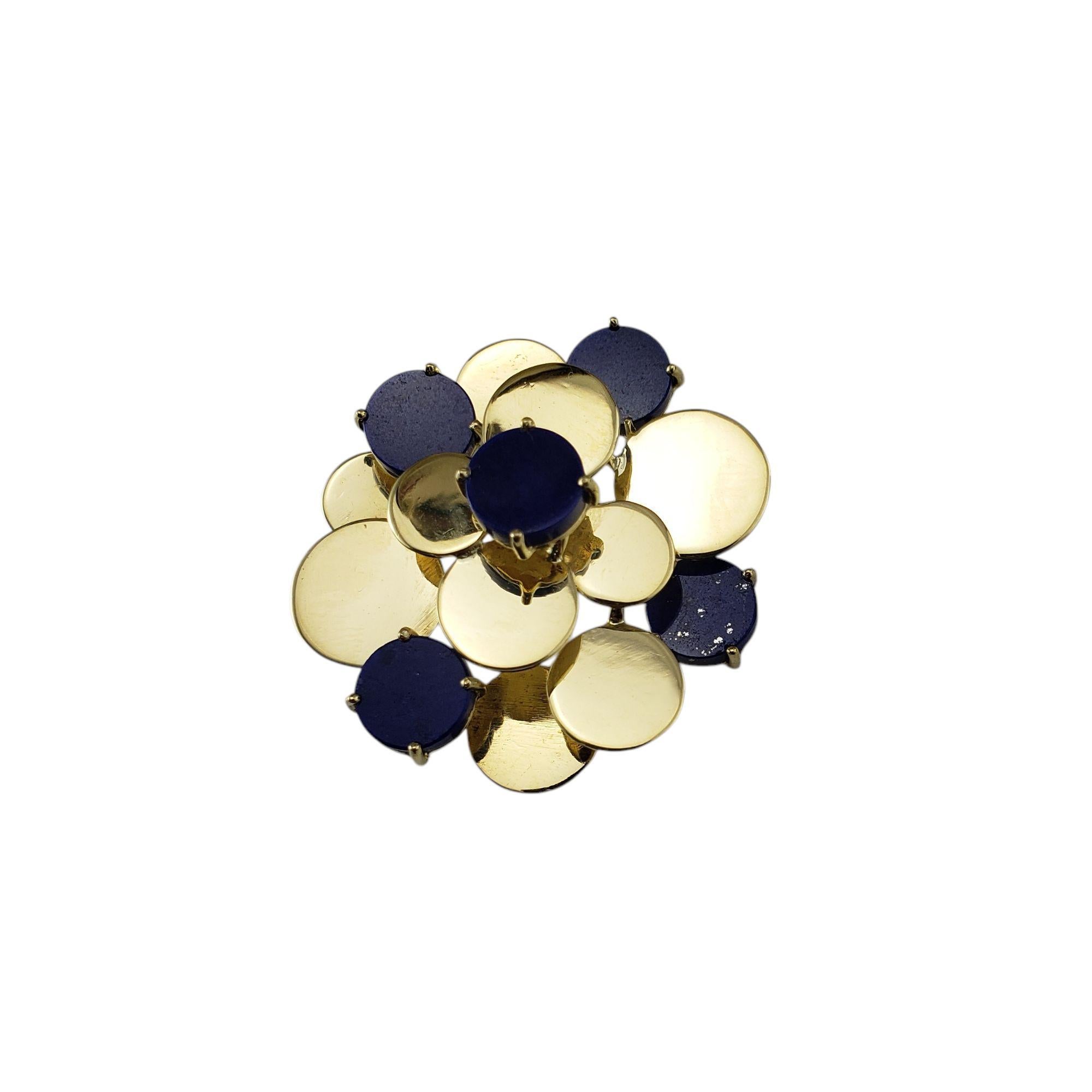 Contemporary Merrin 18K Yellow Gold and Lapis Lazuli Brooch/Pin #21381 For Sale