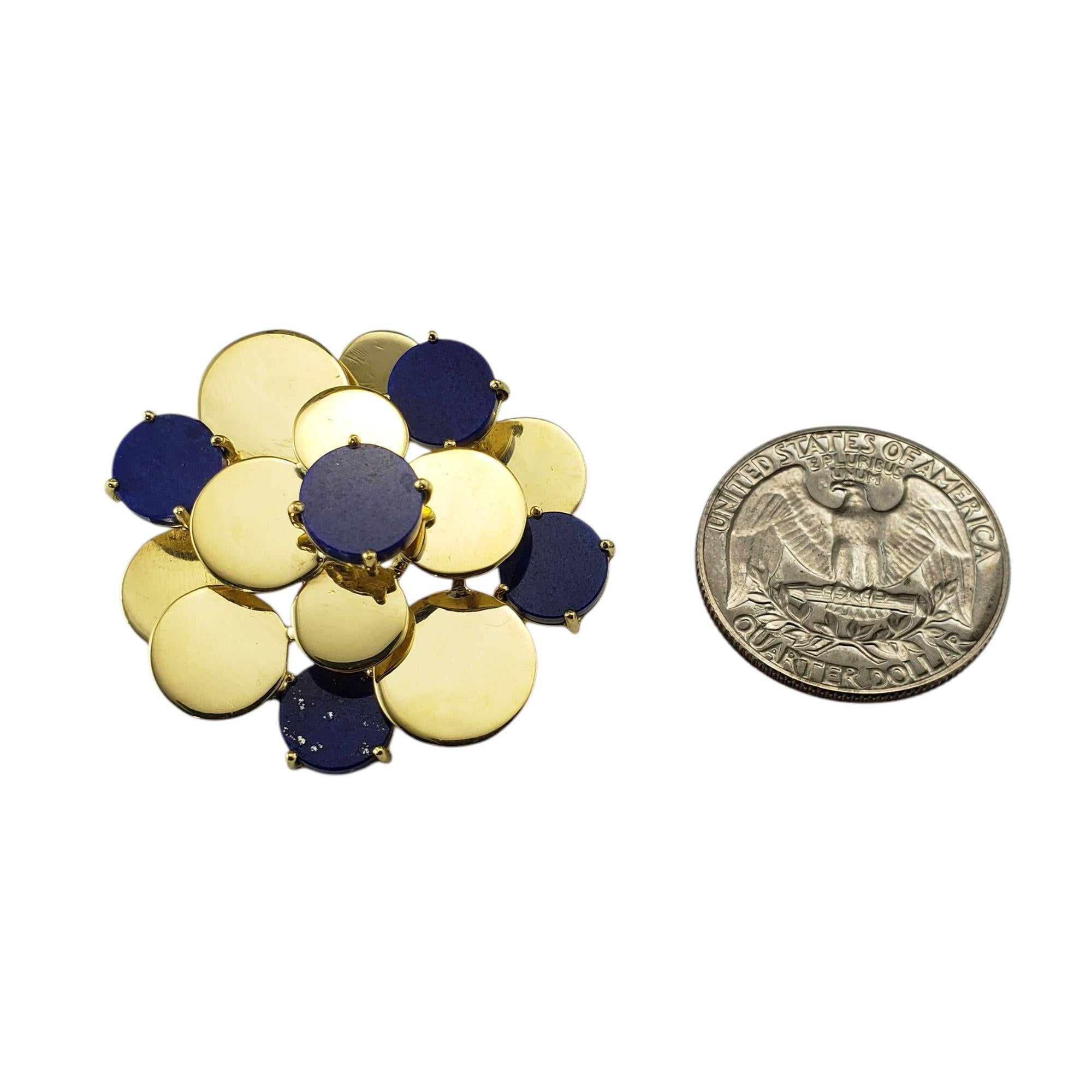 Women's Merrin 18K Yellow Gold and Lapis Lazuli Brooch/Pin #21381 For Sale