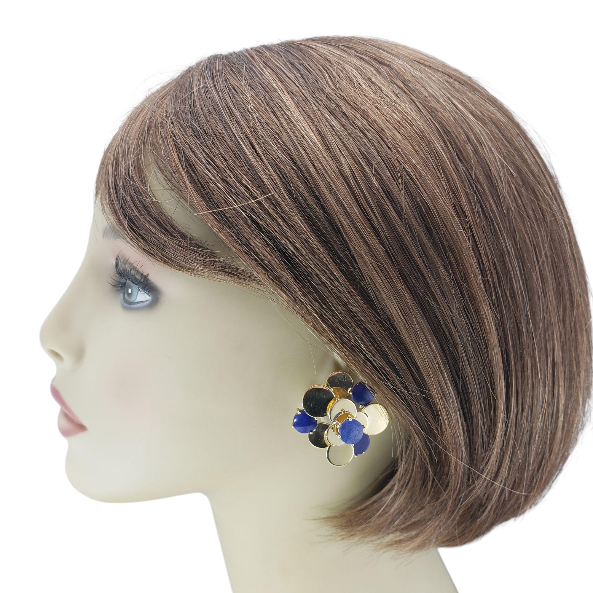 Merrin-Ohrringe aus 18 Karat Gelbgold und Lapislazuli mit Schraubverschluss #21373 Damen im Angebot