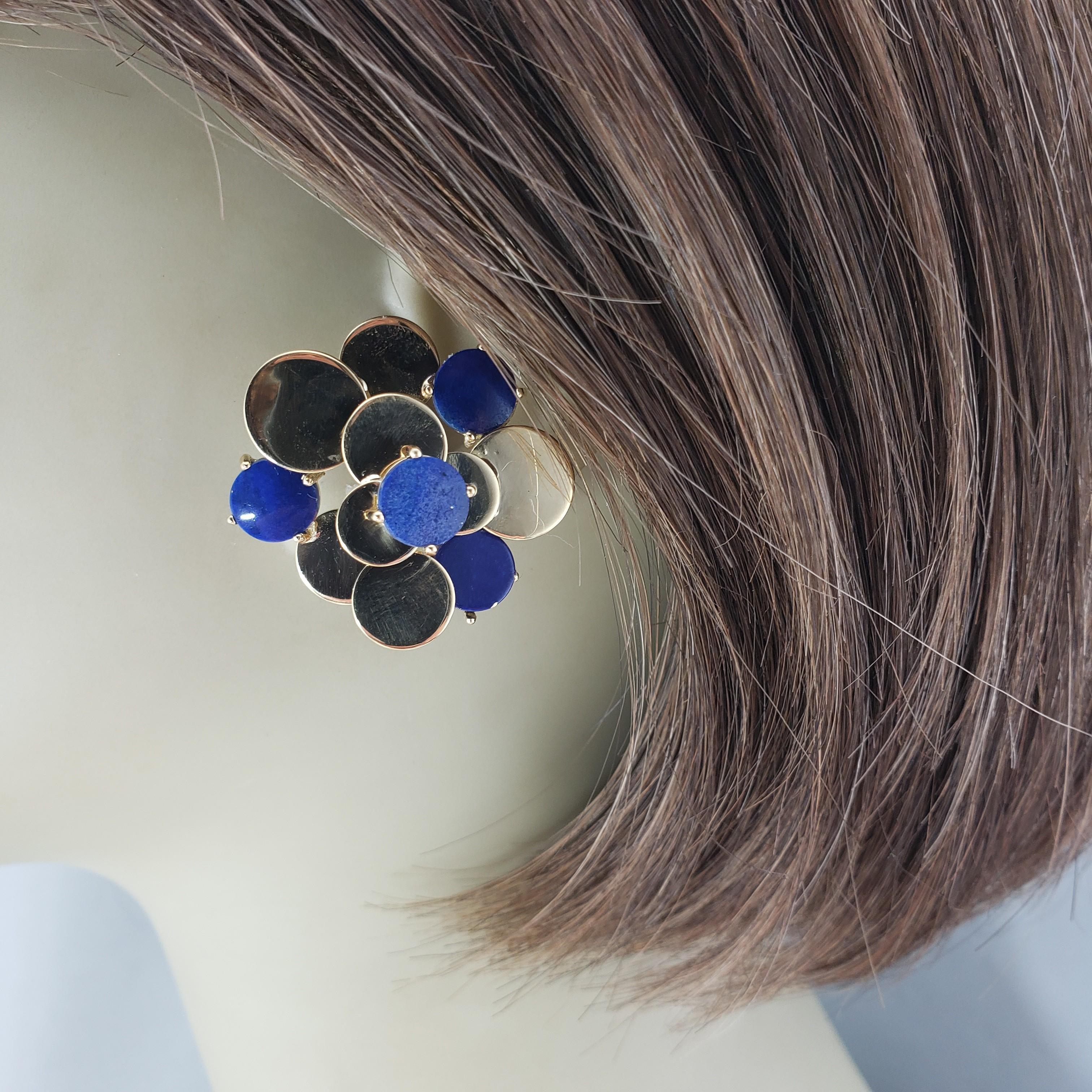 Merrin-Ohrringe aus 18 Karat Gelbgold und Lapislazuli mit Schraubverschluss #21373 im Angebot 1
