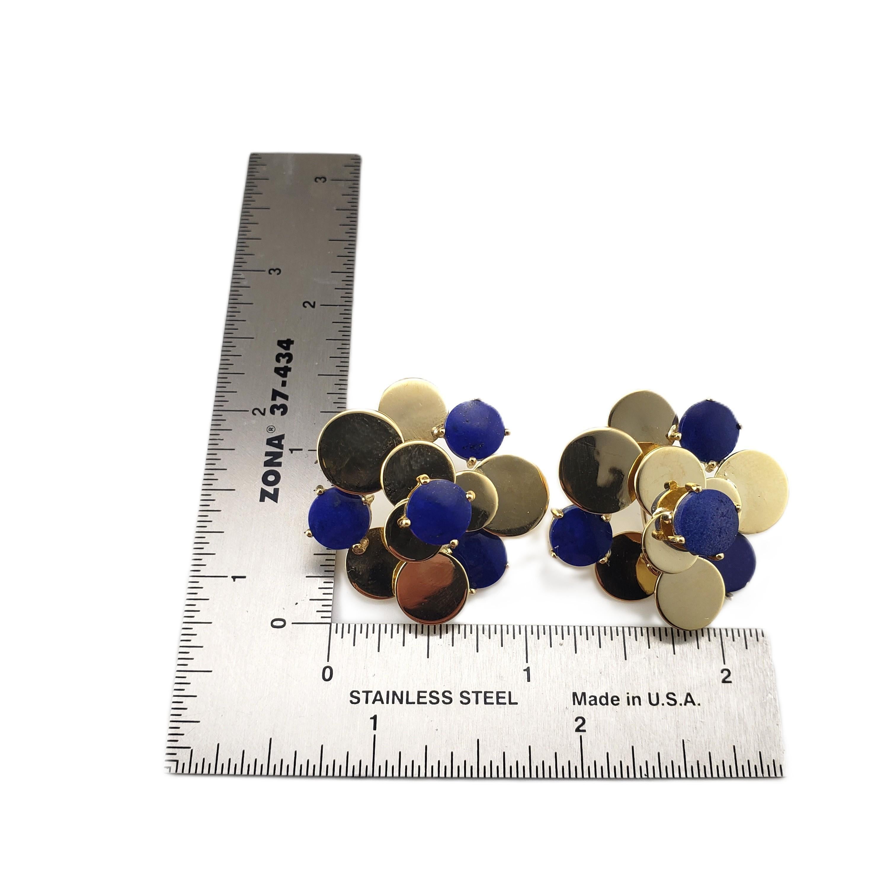 Merrin-Ohrringe aus 18 Karat Gelbgold und Lapislazuli mit Schraubverschluss #21373 im Angebot 2