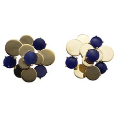 Merrin 18K Yellow Gold and Lapis Lazuli Screw Back Earrings #21373