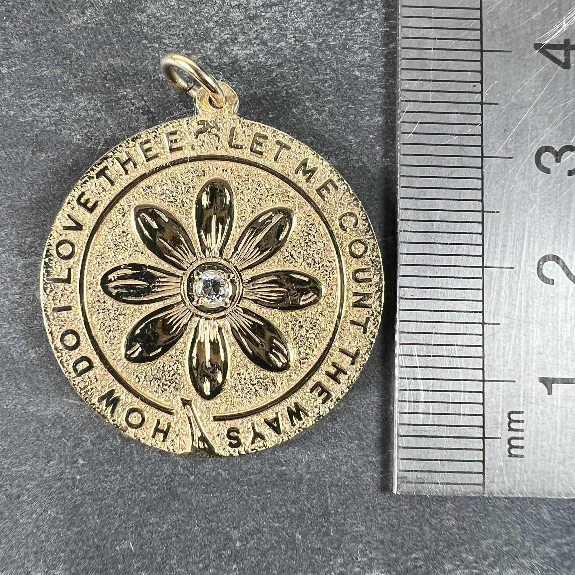 Merrin Let Me Count The Ways Daisy Pendentif d'amour en or jaune 14 carats et diamants en vente 5