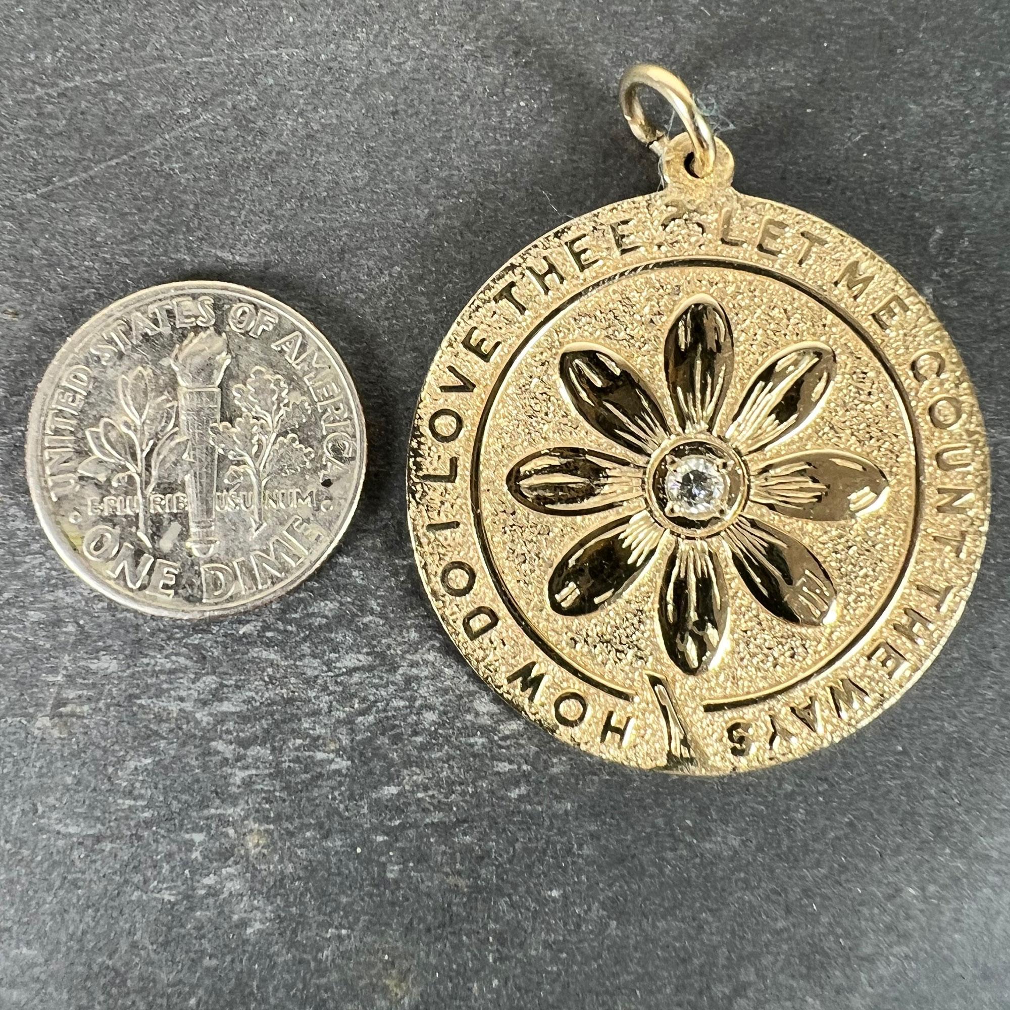 Merrin Let Me Count The Ways Daisy Pendentif d'amour en or jaune 14 carats et diamants en vente 6