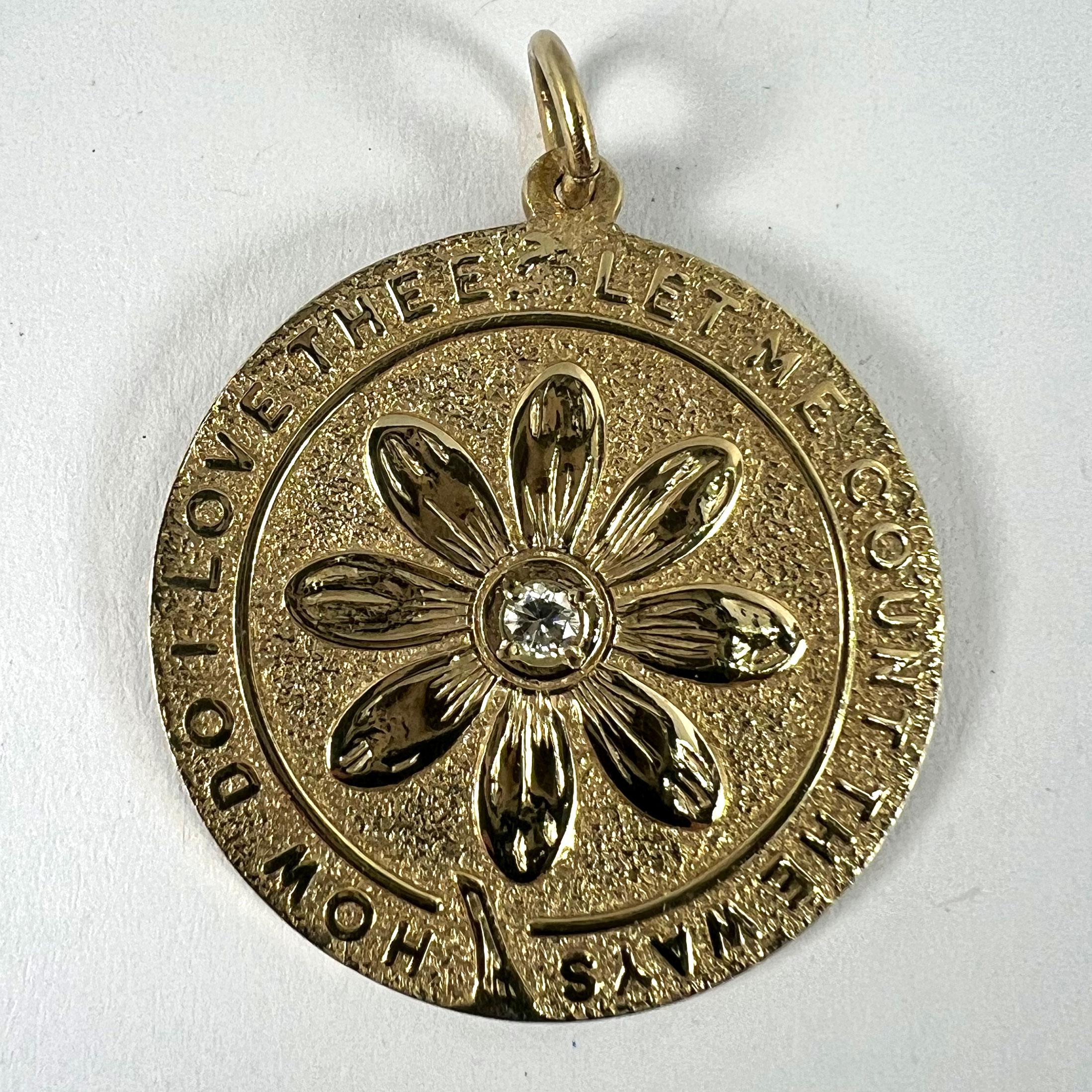 Merrin Let Me Count The Ways Daisy Pendentif d'amour en or jaune 14 carats et diamants en vente 7