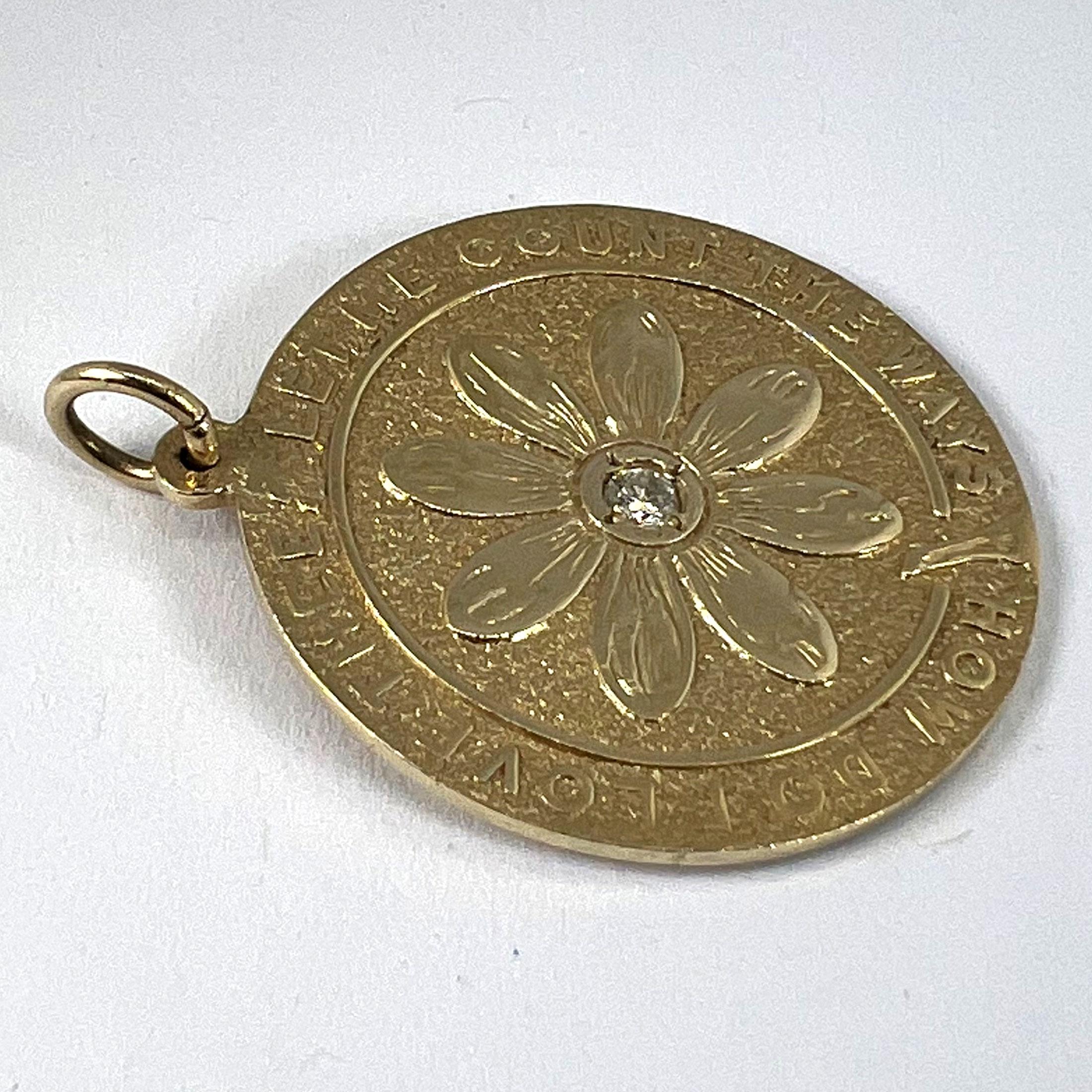 Merrin Let Me Count The Ways Daisy Pendentif d'amour en or jaune 14 carats et diamants en vente 10