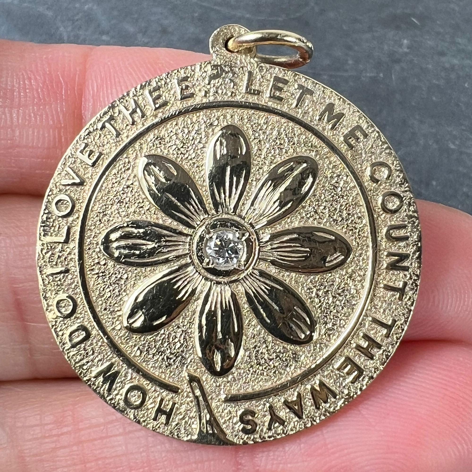 Merrin Let Me Count The Ways Daisy Pendentif d'amour en or jaune 14 carats et diamants Pour femmes en vente