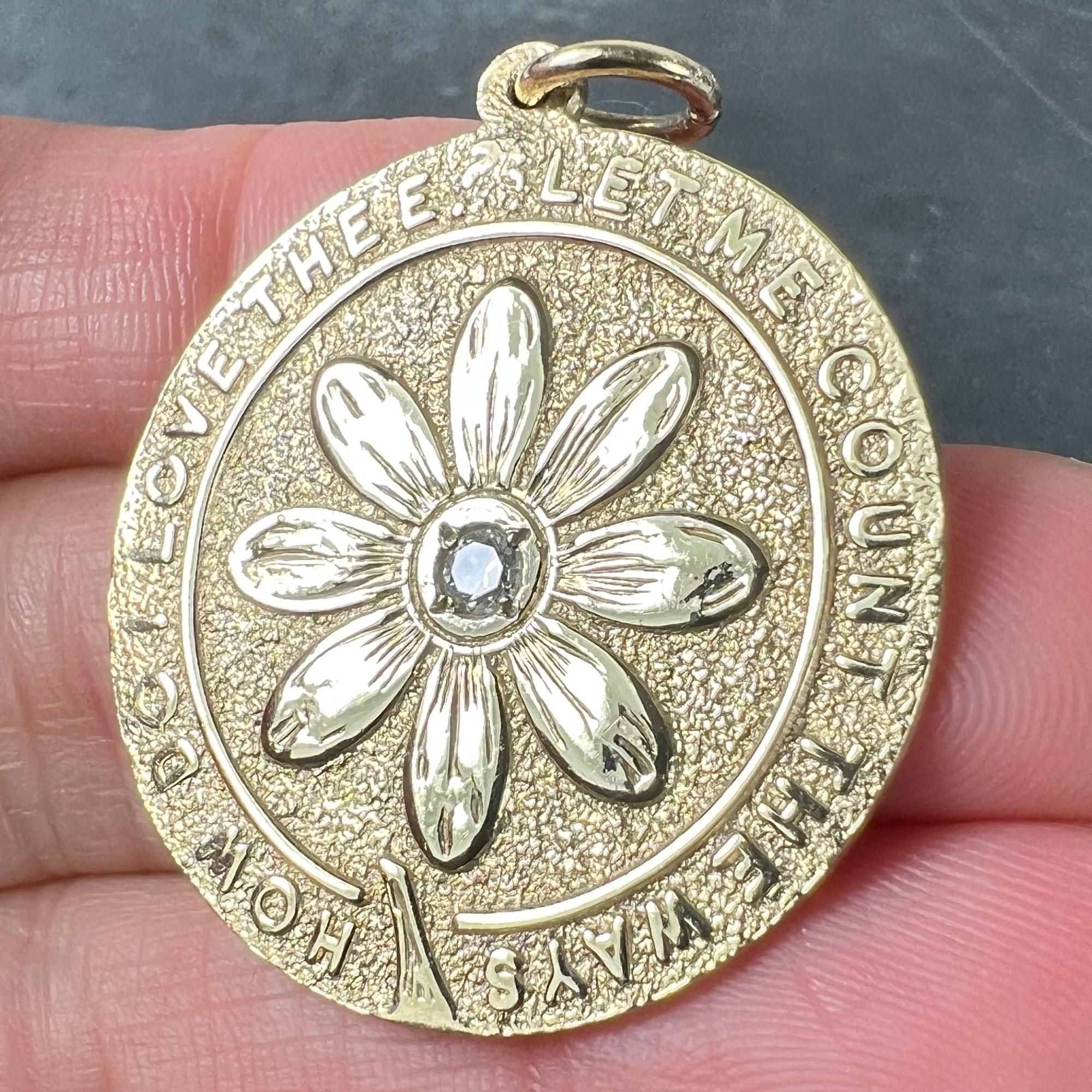 Merrin Let Me Count The Ways Daisy Pendentif d'amour en or jaune 14 carats et diamants en vente 1