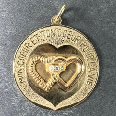 Merrin Marriage Two Hearts for Life 14K Yellow Gold Diamond Love Charm Pendant