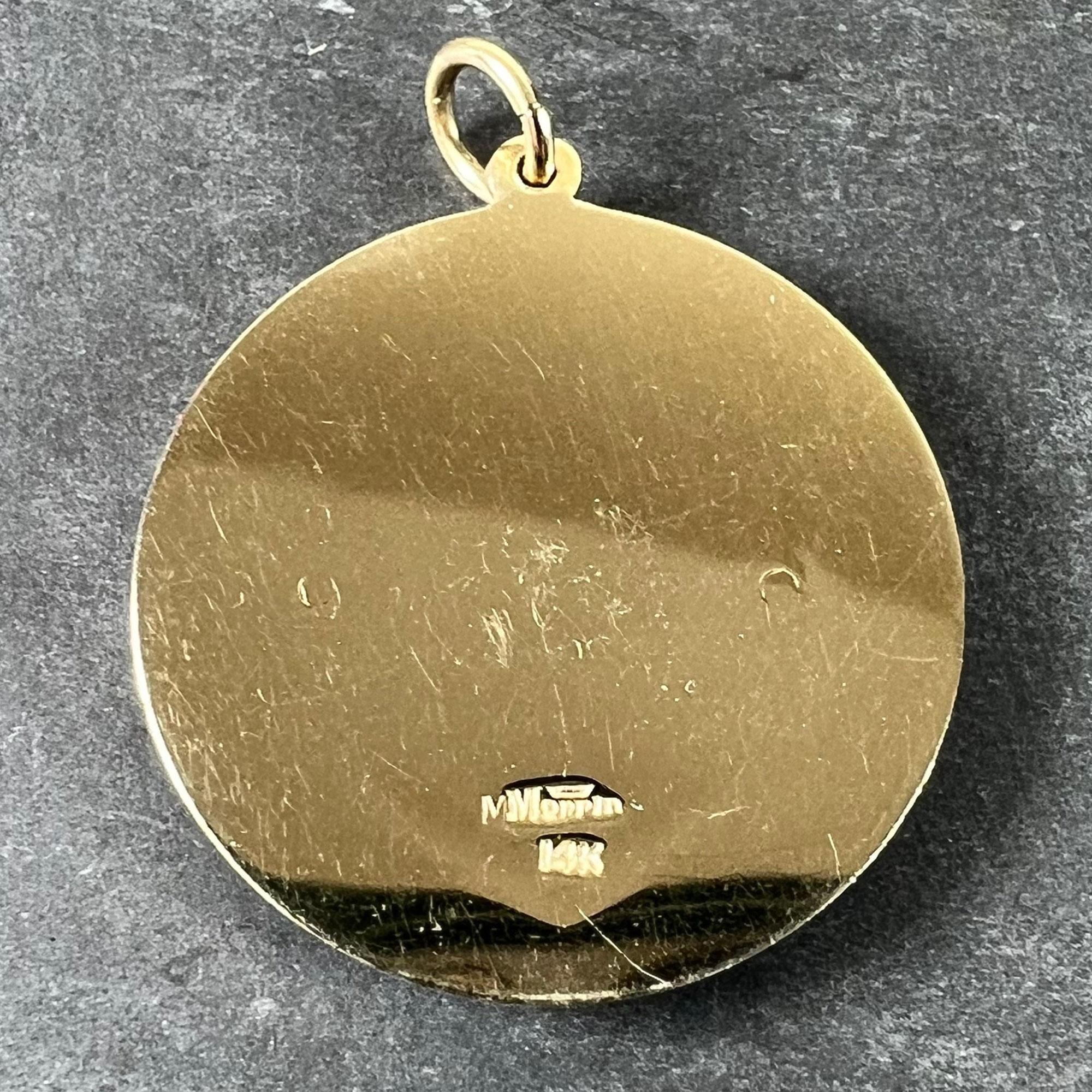 Colgante de oro amarillo de 14 quilates con diamantes de amor Merrin Marriage Two Hearts for Life Corte redondo en venta