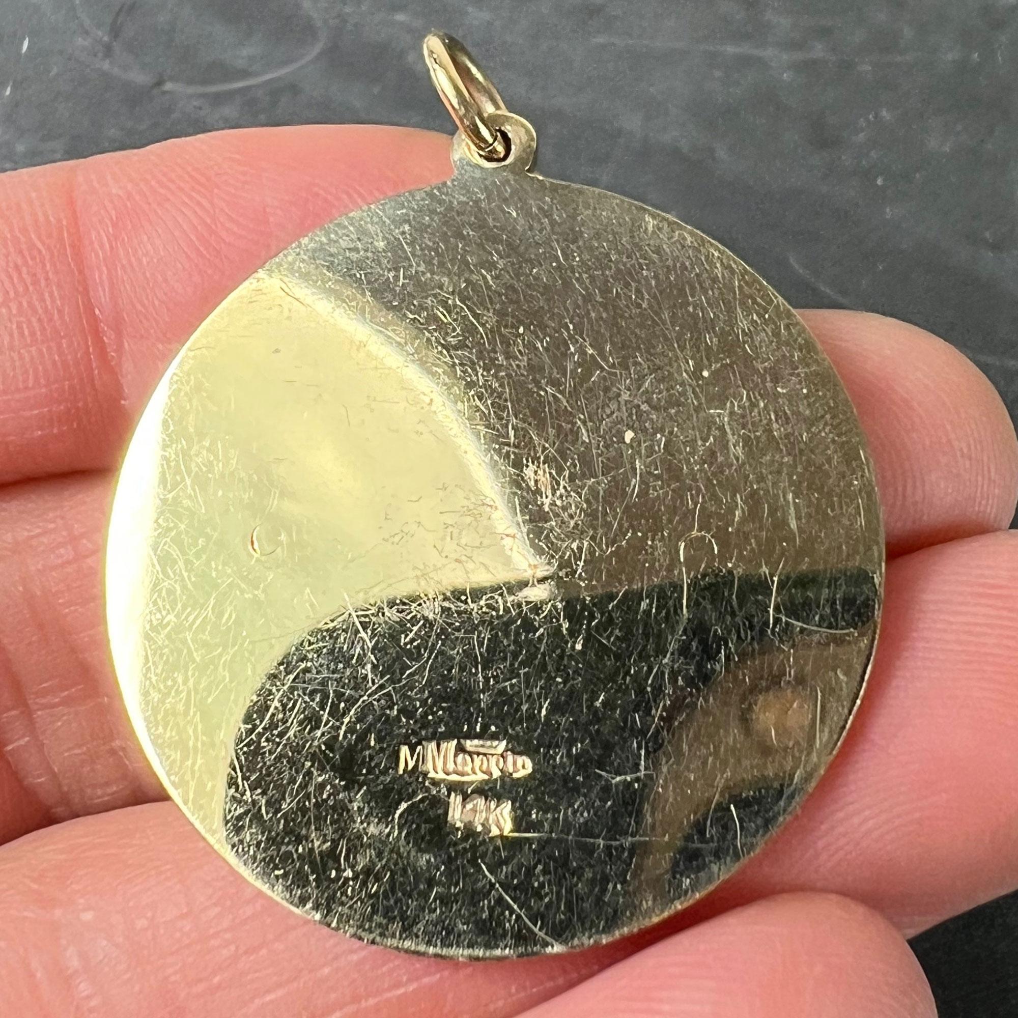 Colgante de oro amarillo de 14 quilates con diamantes de amor Merrin Marriage Two Hearts for Life en venta 2