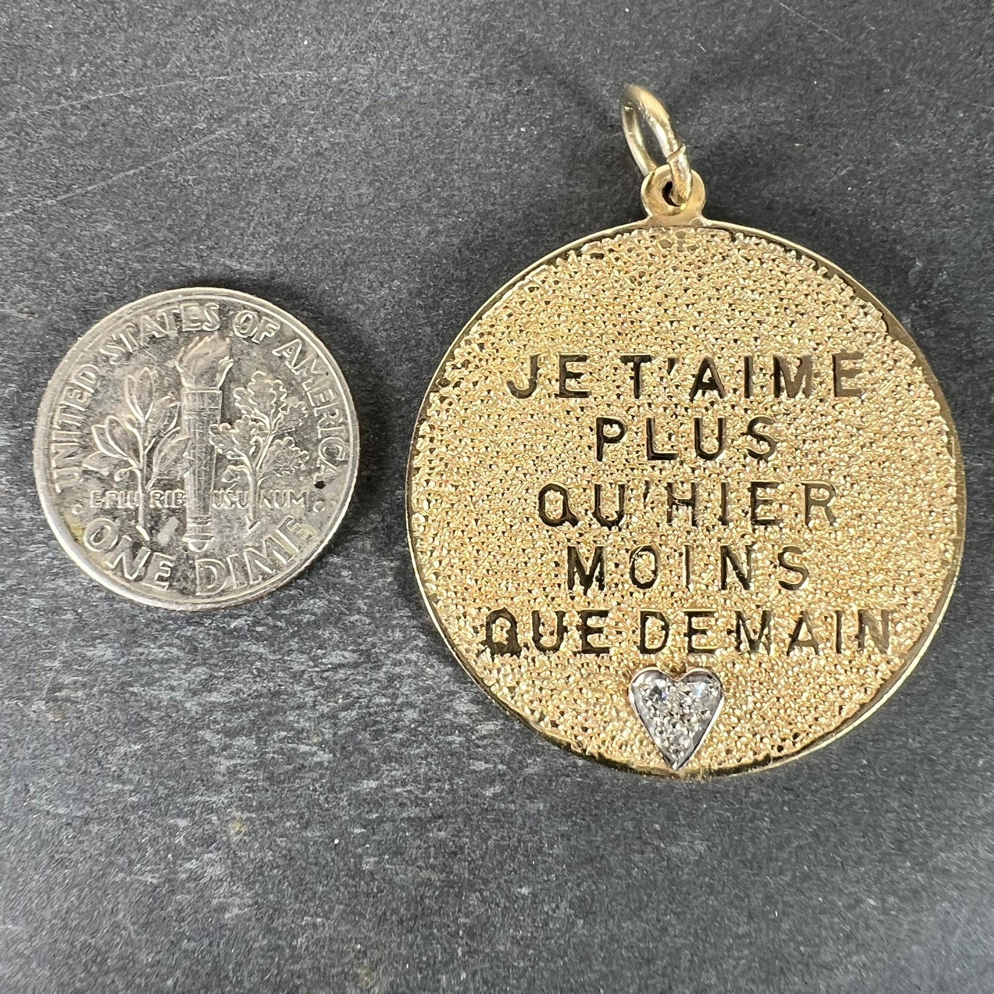 Merrin More than Yesterday Diamond Heart Pendentif breloque d'amour en or jaune 14 carats en vente 5