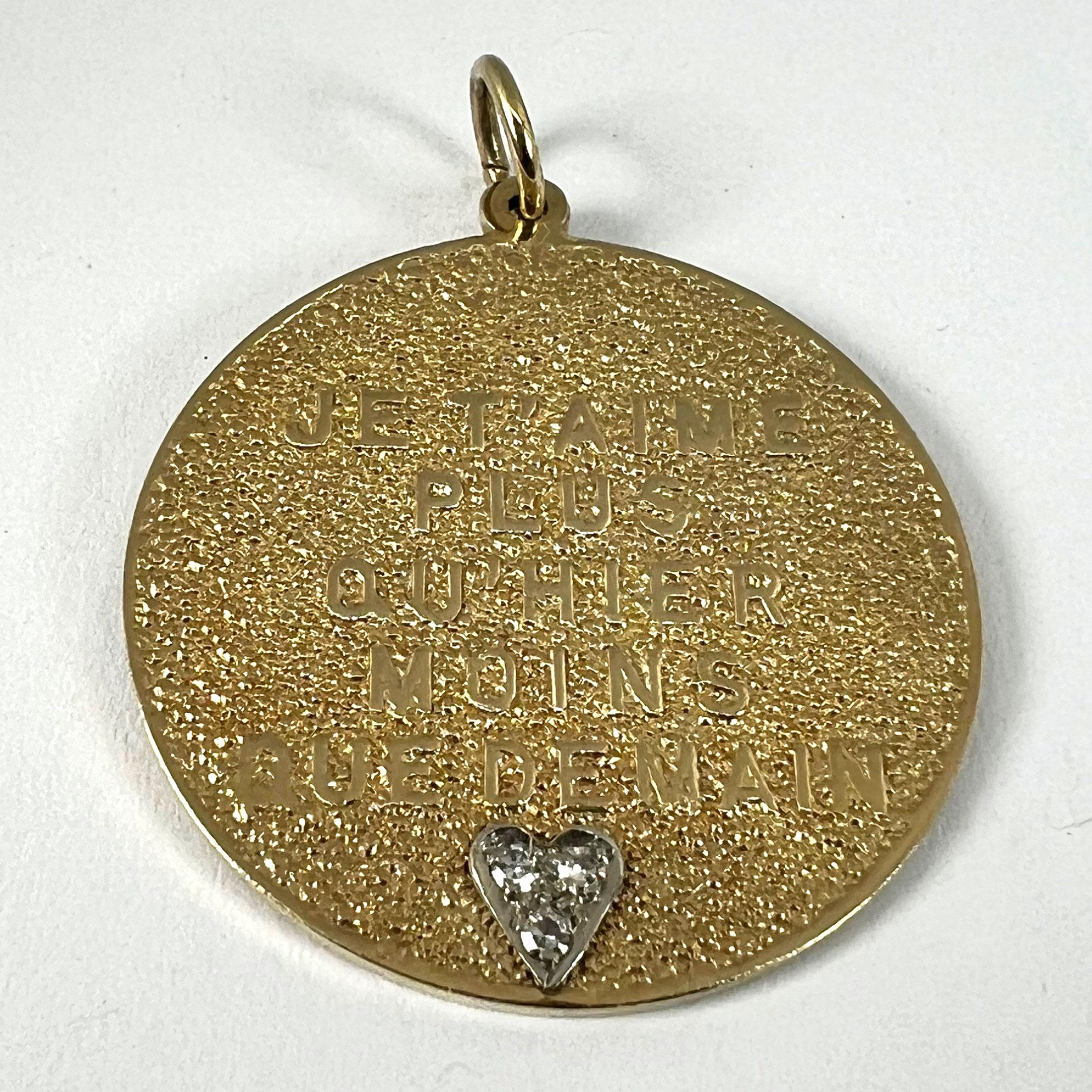 Merrin More than Yesterday Diamond Heart Pendentif breloque d'amour en or jaune 14 carats en vente 7