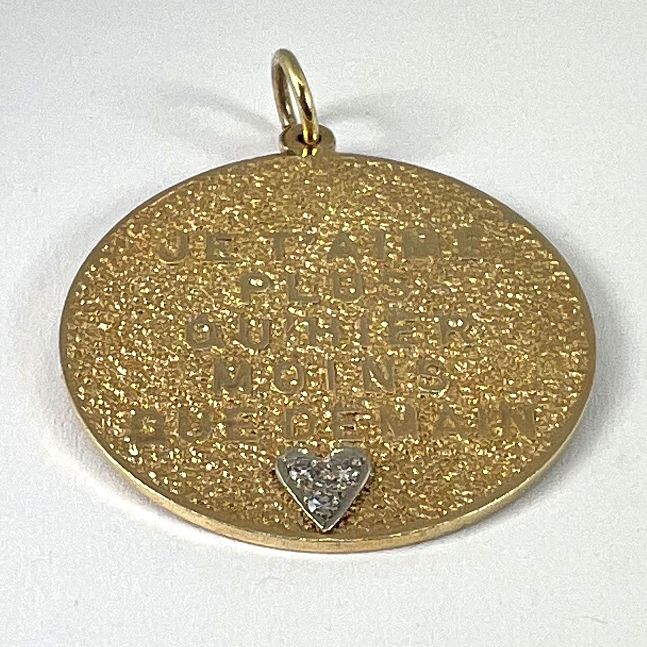 Merrin More than Yesterday Diamond Heart Pendentif breloque d'amour en or jaune 14 carats en vente 8