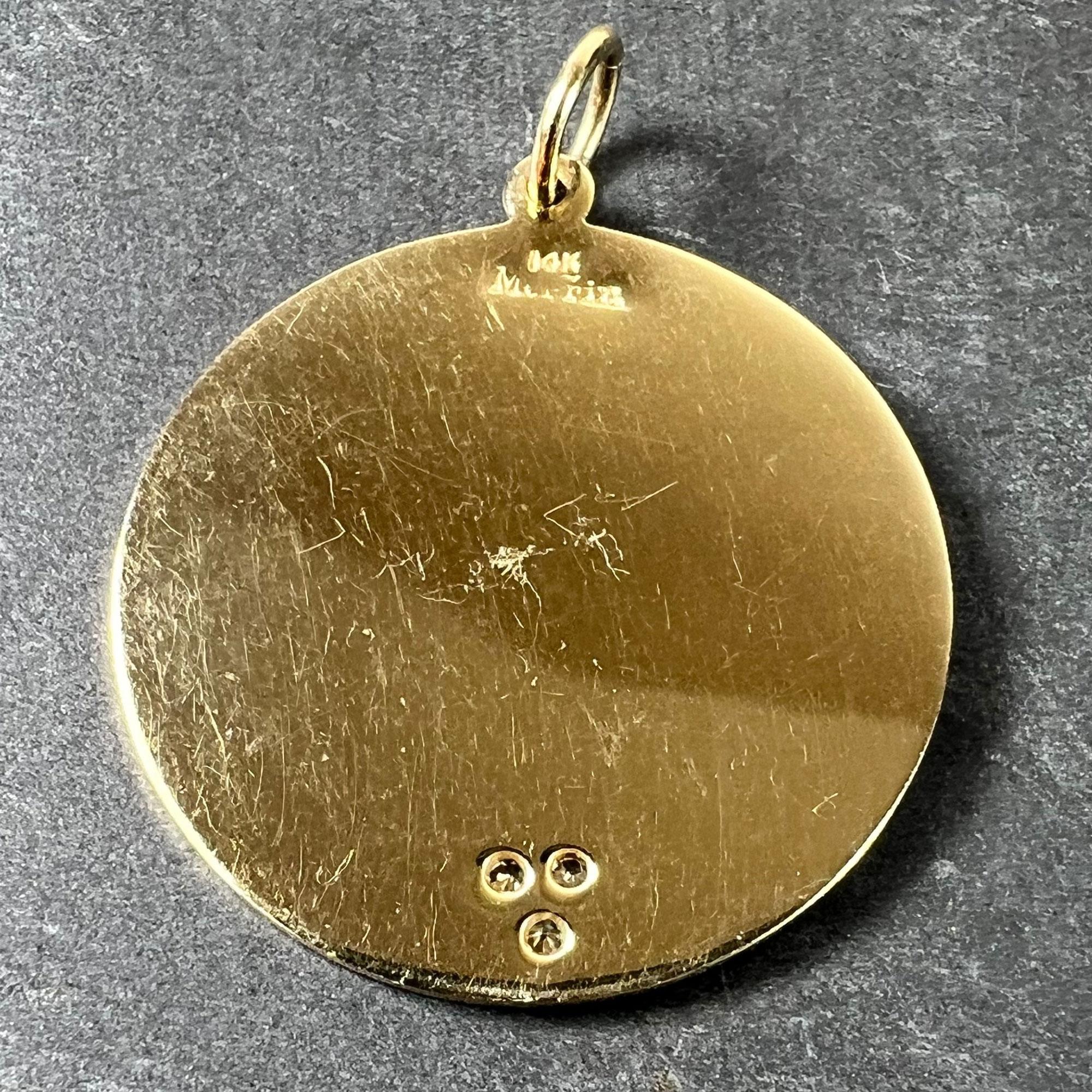 Taille ronde Merrin More than Yesterday Diamond Heart Pendentif breloque d'amour en or jaune 14 carats en vente