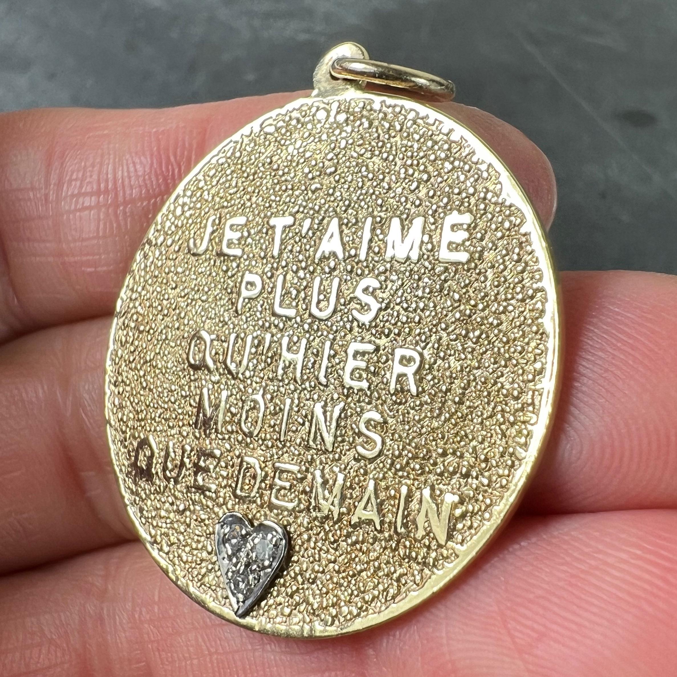 Merrin More than Yesterday Diamond Heart Pendentif breloque d'amour en or jaune 14 carats en vente 1