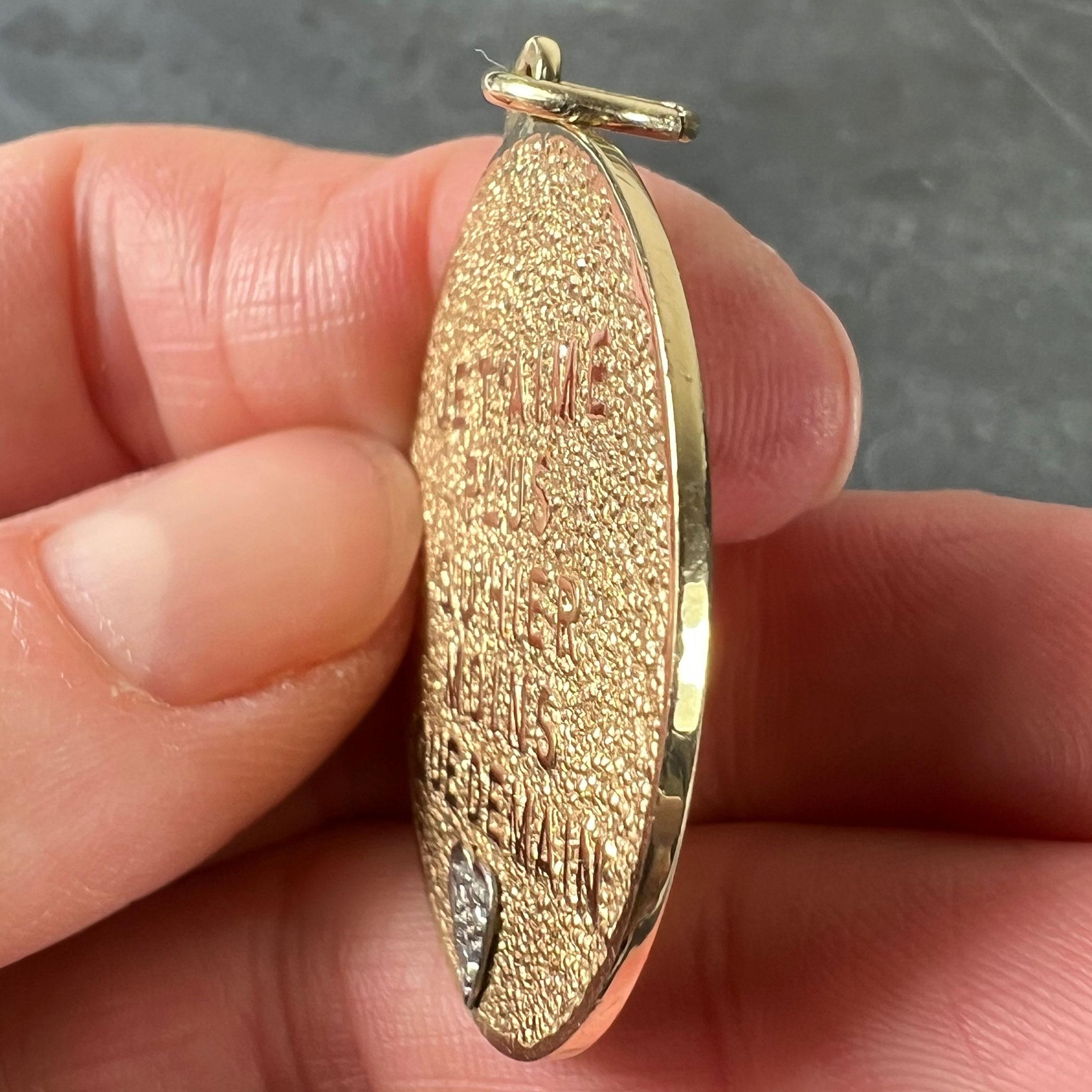 Merrin More than Yesterday Diamond Heart Pendentif breloque d'amour en or jaune 14 carats en vente 2