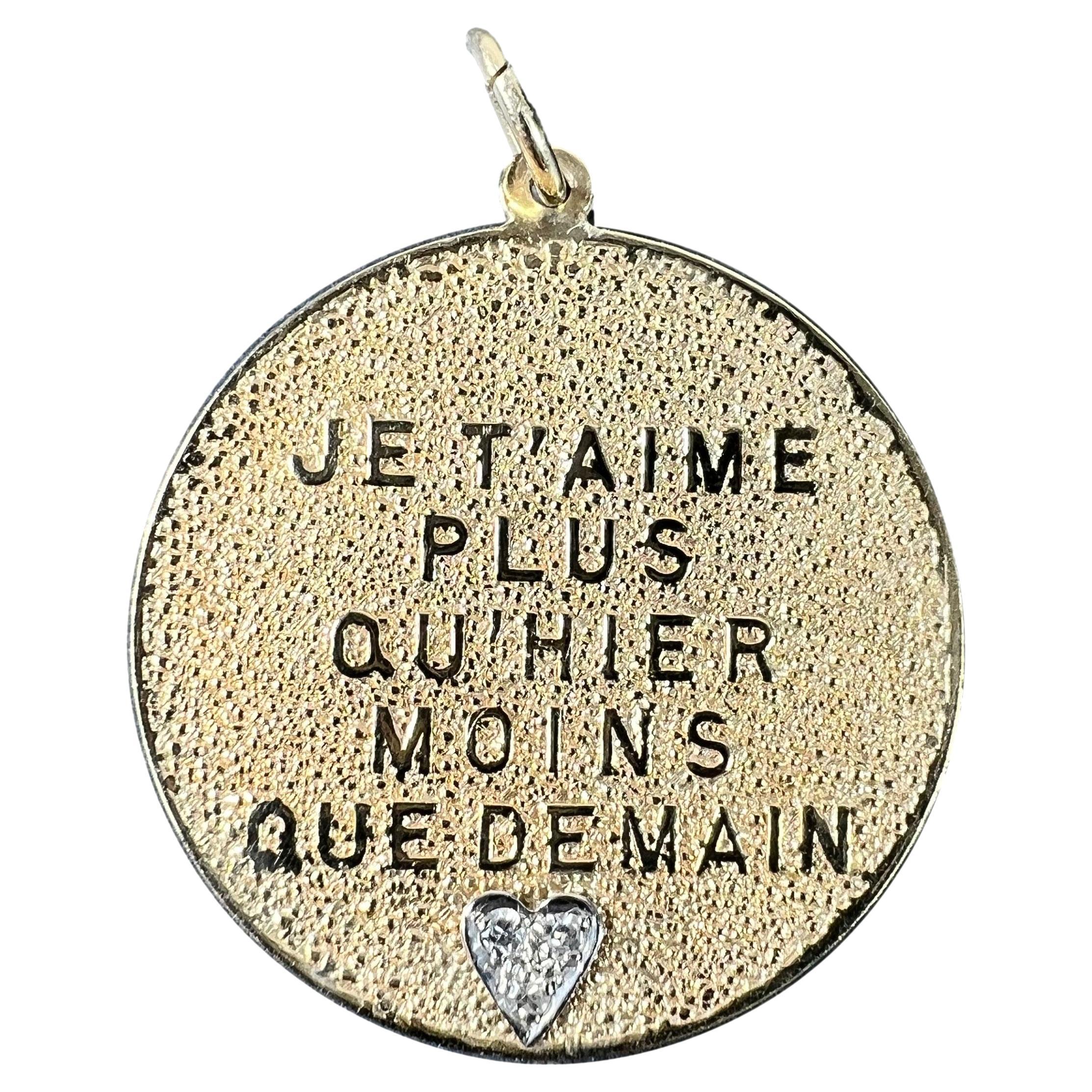 Merrin Más que ayer Corazón de diamantes Colgante de oro amarillo de 14 quilates Encanto de amor