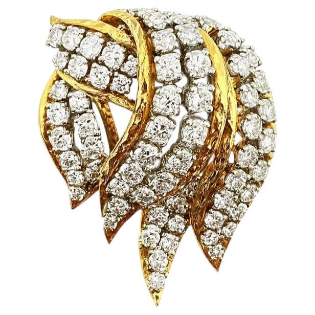 Spilla Merrin in platino e oro giallo 18 carati con diamante