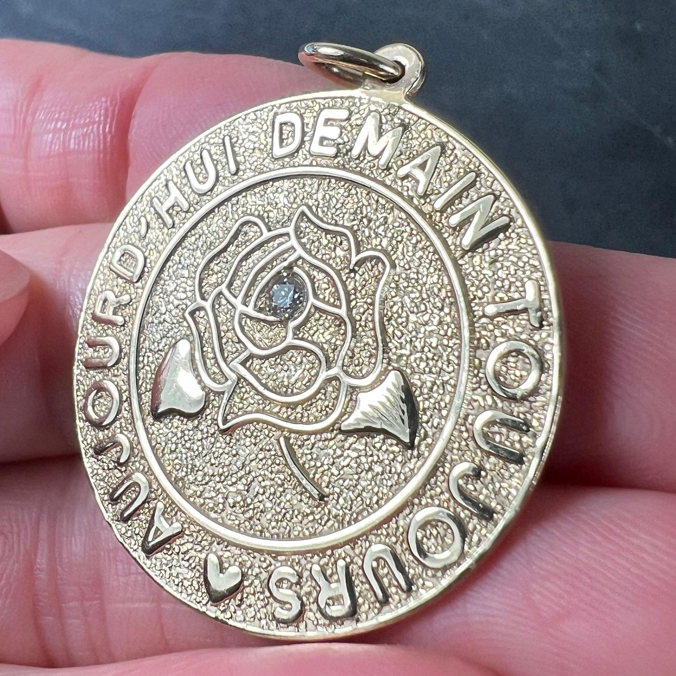 Colgante de Amor Merrin Hoy Mañana Siempre Rosa de Diamantes Oro Amarillo 14K en venta 1