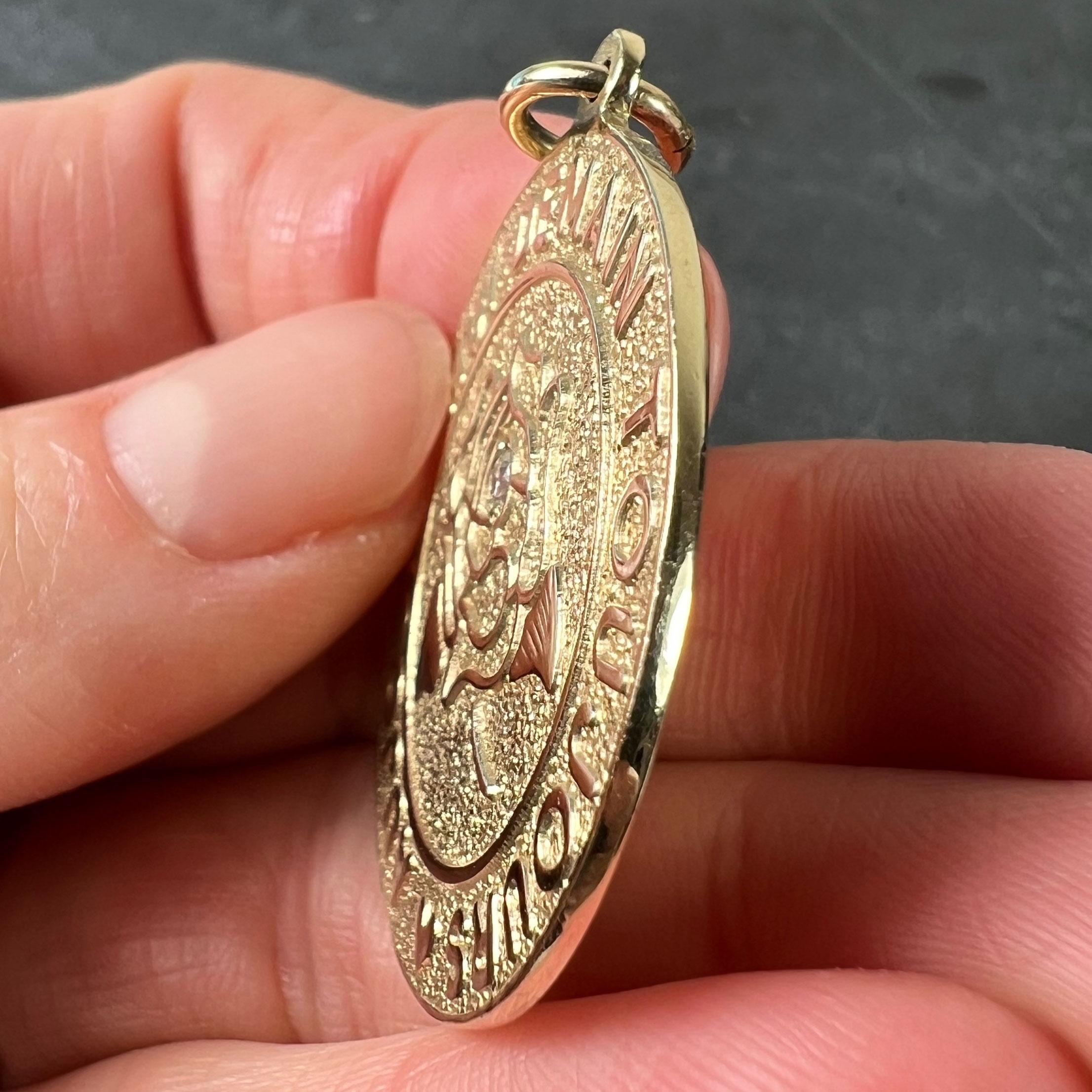 Colgante de Amor Merrin Hoy Mañana Siempre Rosa de Diamantes Oro Amarillo 14K en venta 2