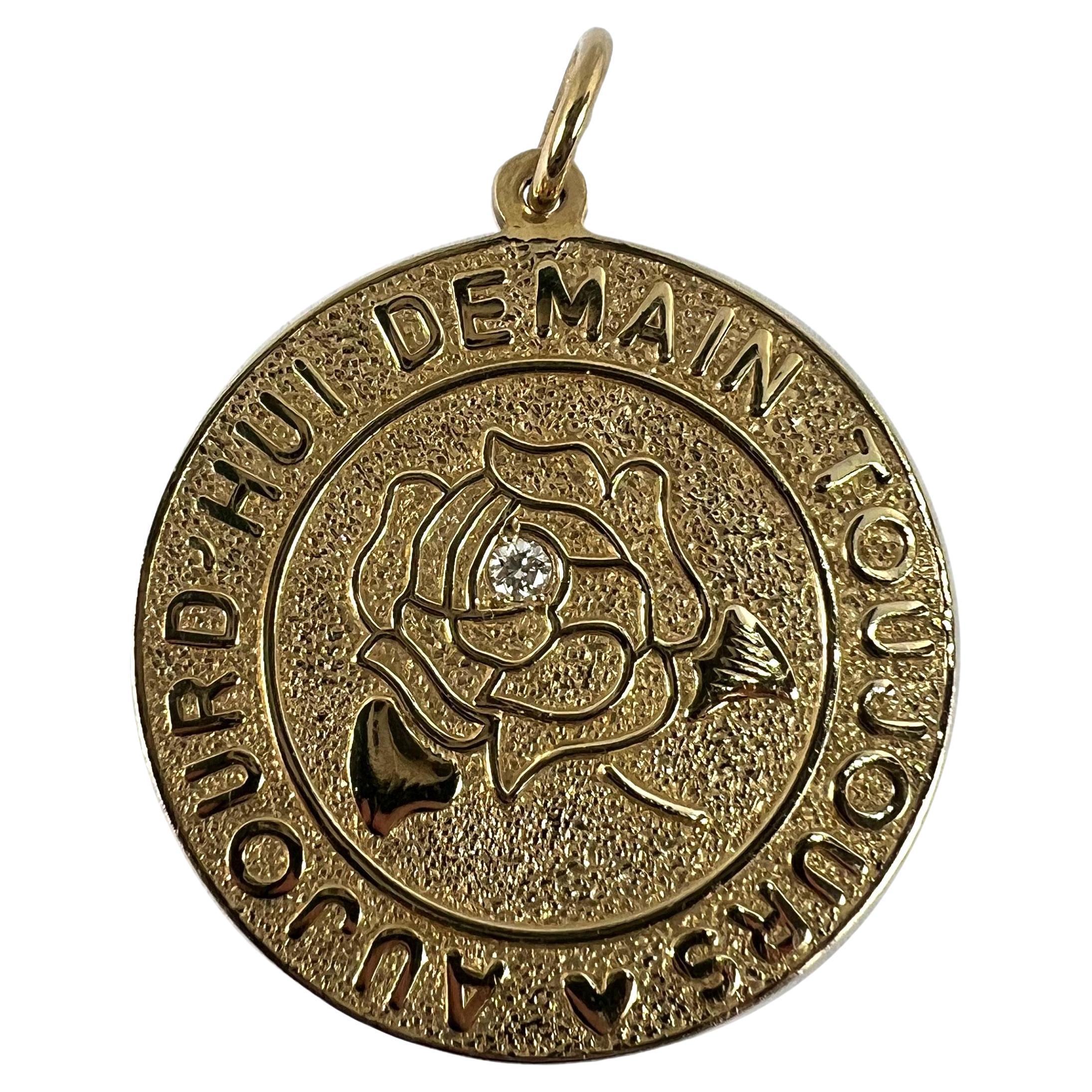 Colgante de Amor Merrin Hoy Mañana Siempre Rosa de Diamantes Oro Amarillo 14K