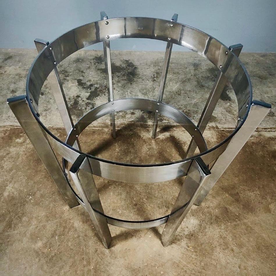 Merrow Associates Chrome Glass Dining Table The Preece 378g Richard Young For Sale 1