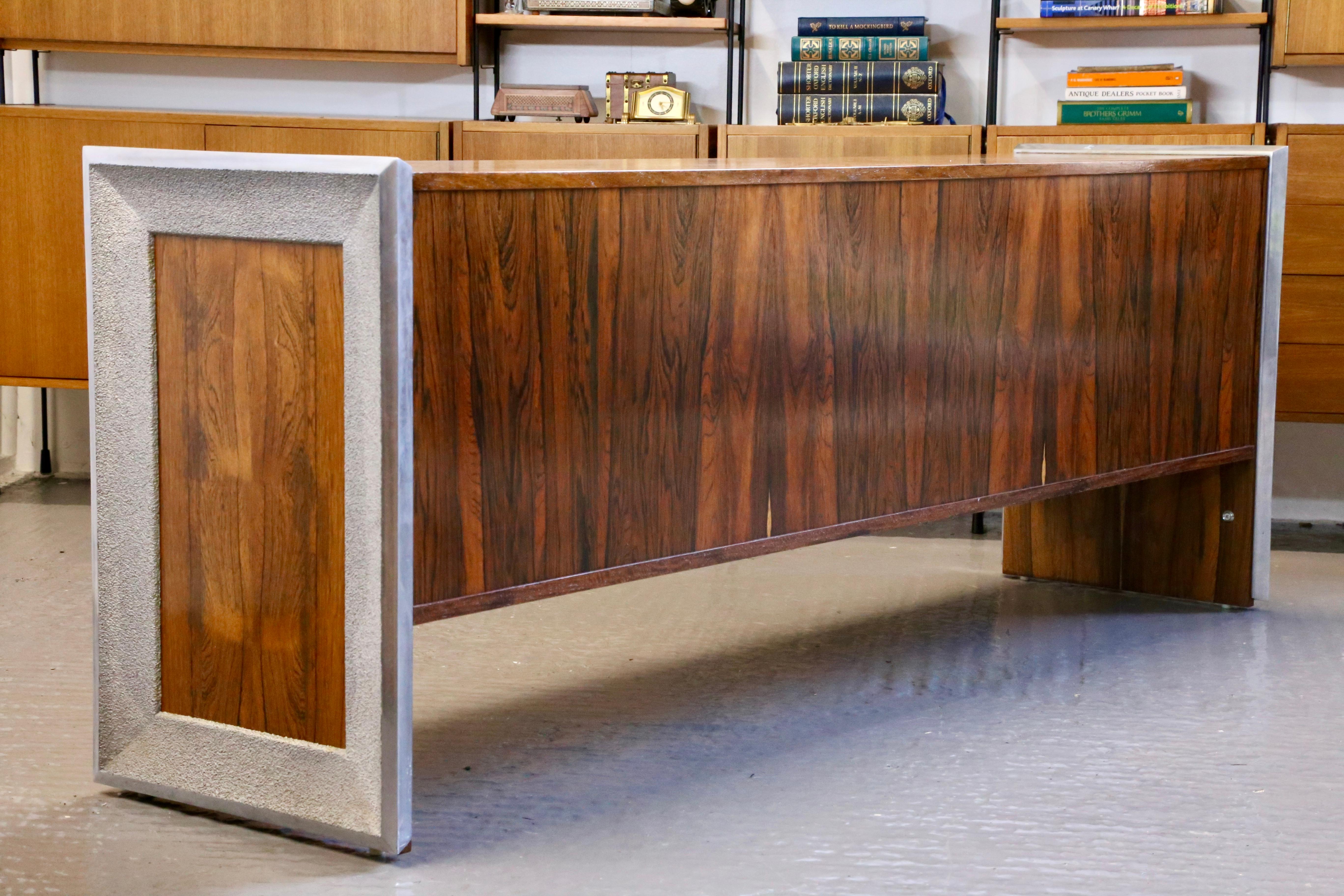 Merrow Associates - Richard Young, Fine Rosewood Chrome & Smoked Glass Sideboard For Sale 6
