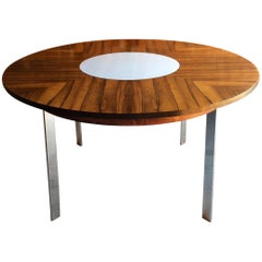 Merrow Associates Rosewood and Chrome Circular Dining Table Model 342R, 1960s