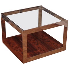 Merrow Associates Rosewood and Chrome Side Table