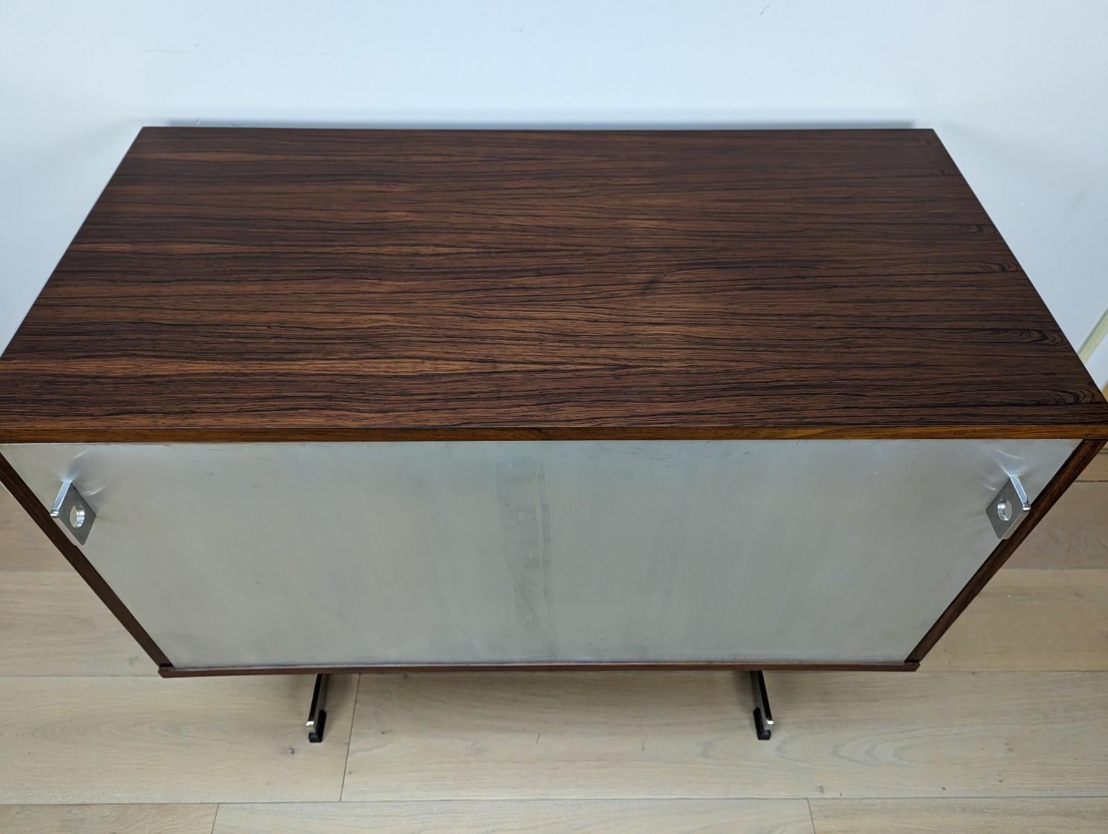 Polished Merrow Associates Rosewood Credenza / Sideboard with Aluminium Front