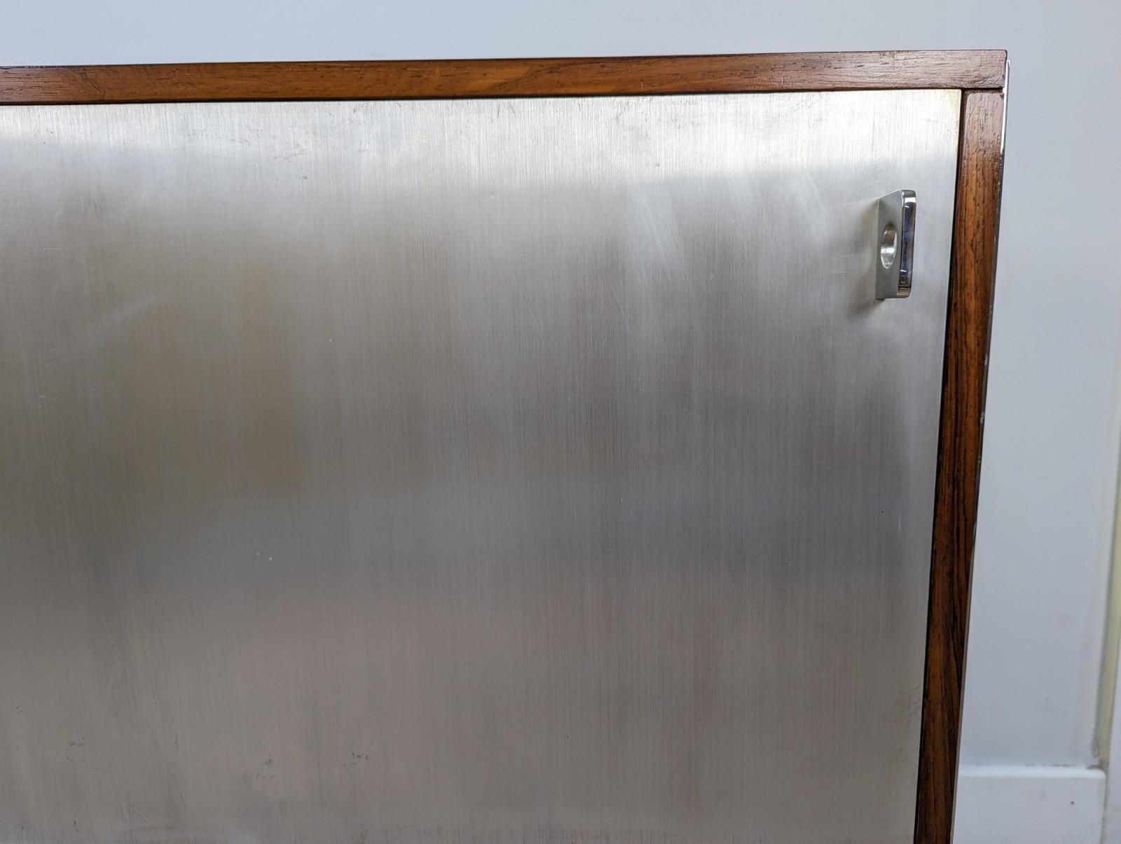 Merrow Associates Rosewood Credenza / Sideboard with Aluminium Front In Good Condition In Tunbridge Wells, GB