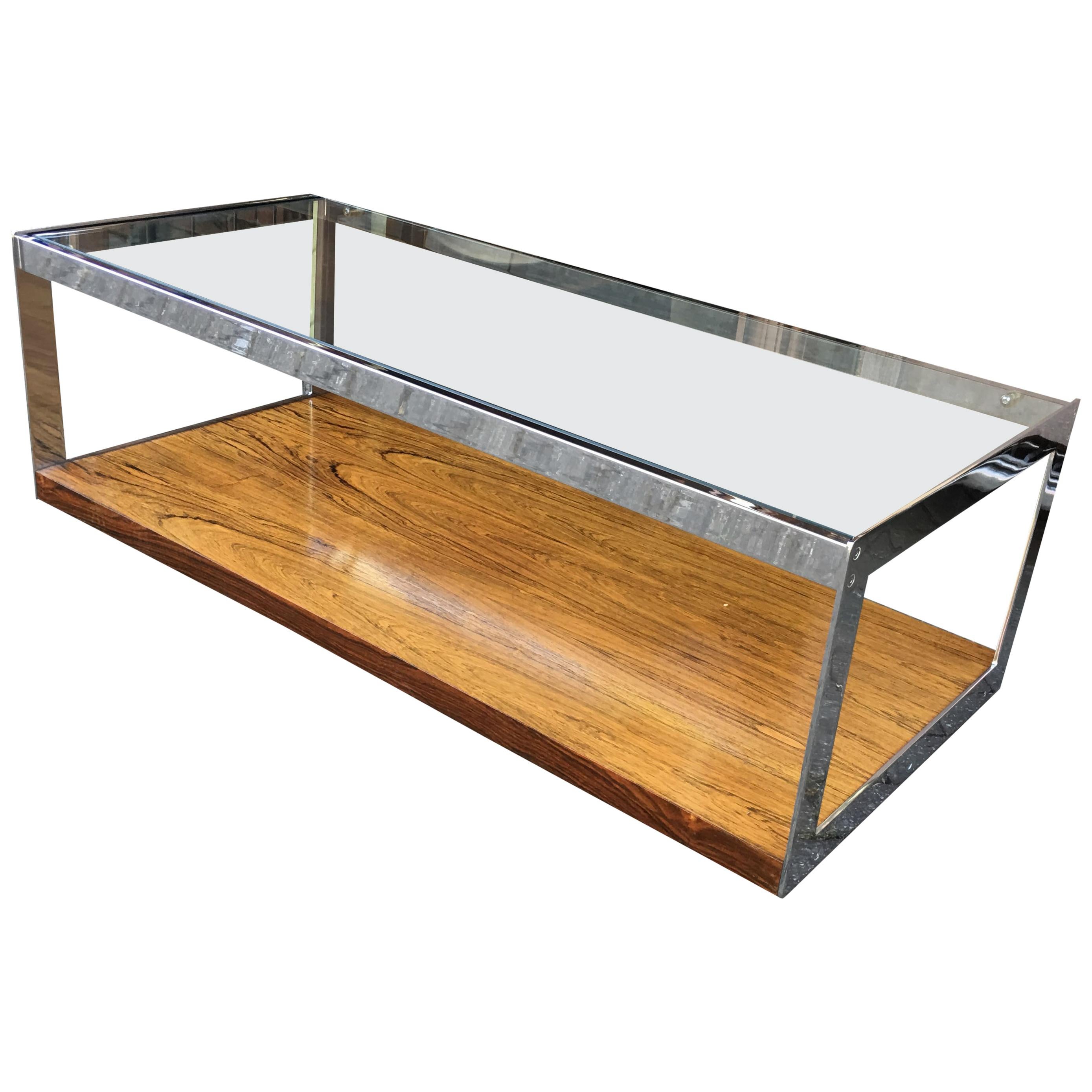 Merrow Associates Rosewood Glass and Chrome Coffee Table