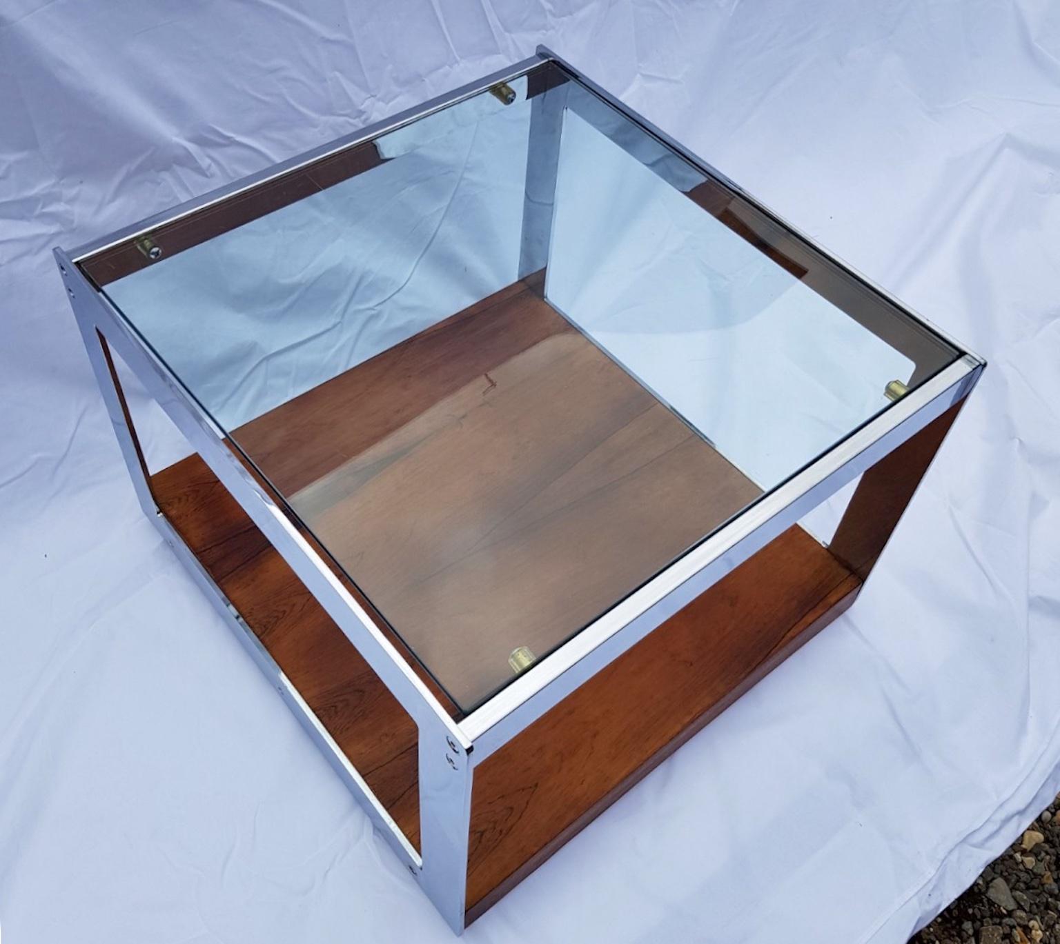 Late 20th Century Merrow Associates Rosewood and Chrome Side Table by Richard Young, 1970s For Sale