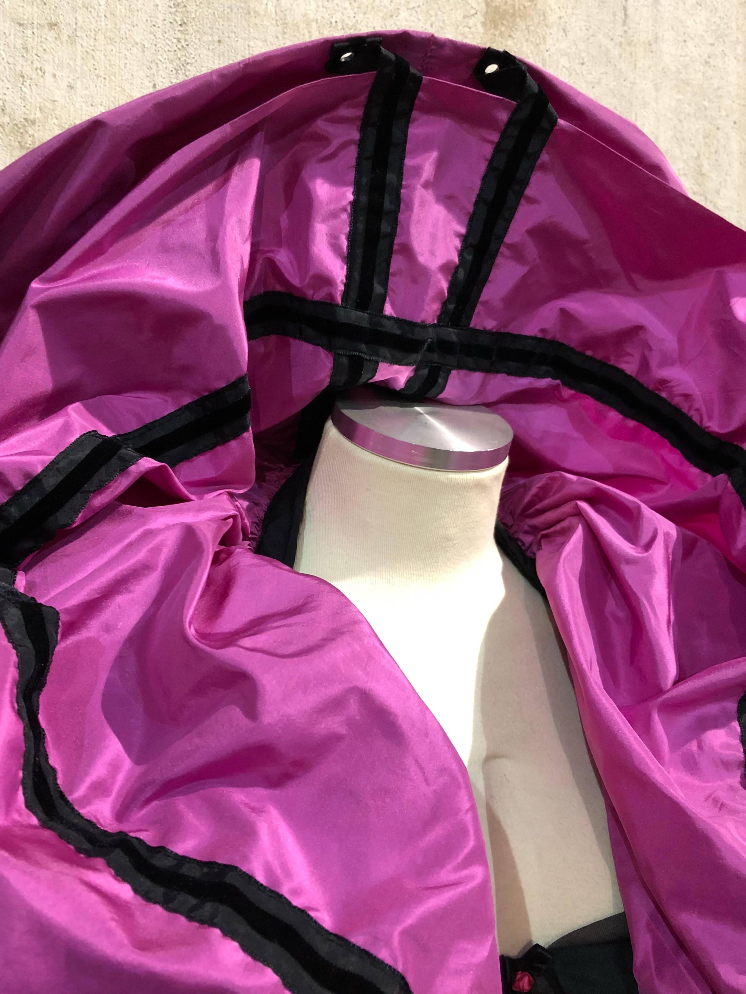  Merry Widow Corselet W/ Pink & Black Silk Taffeta Ruffles W/ Ribbon Tie 3