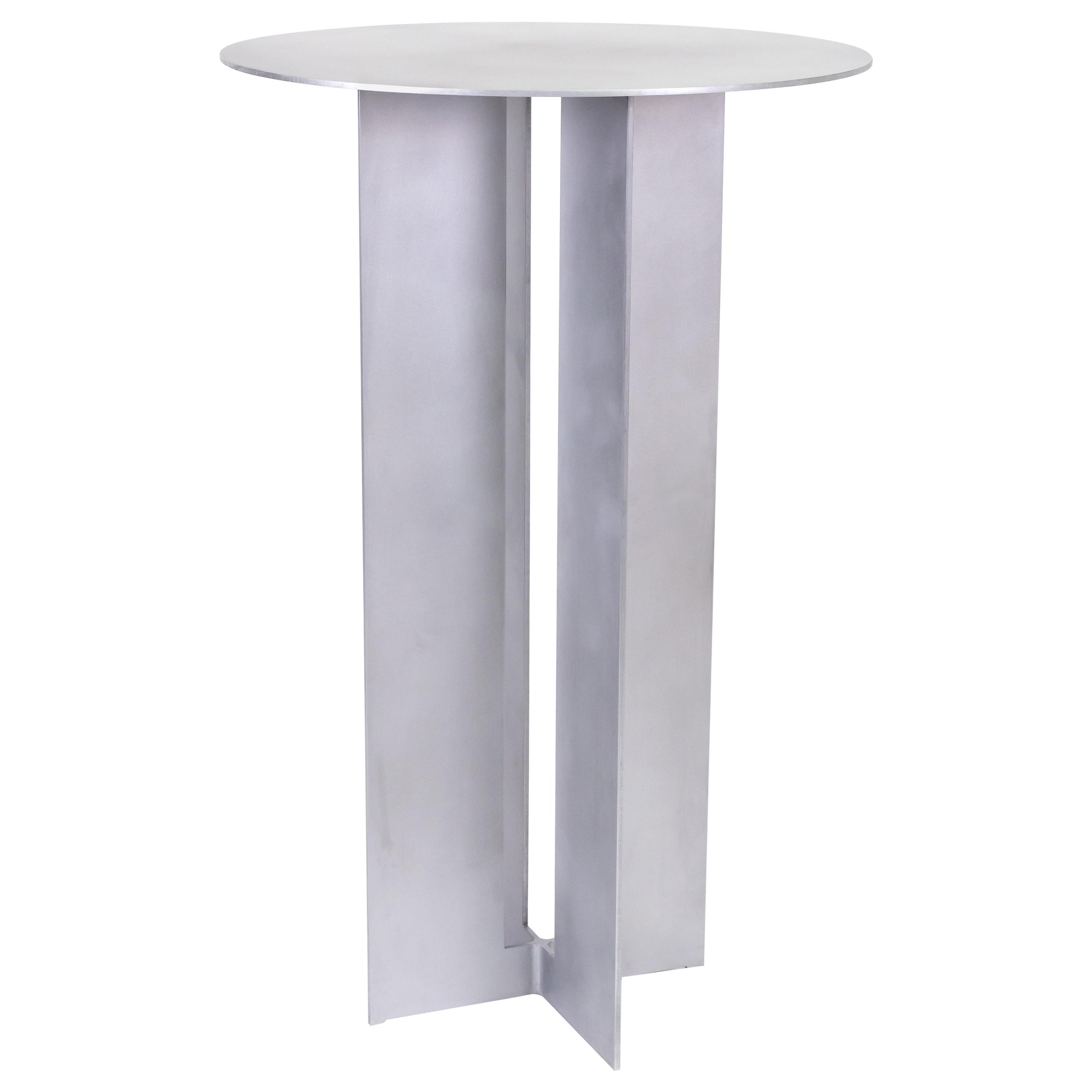 Mers Cafe Table in Aluminum Satin For Sale
