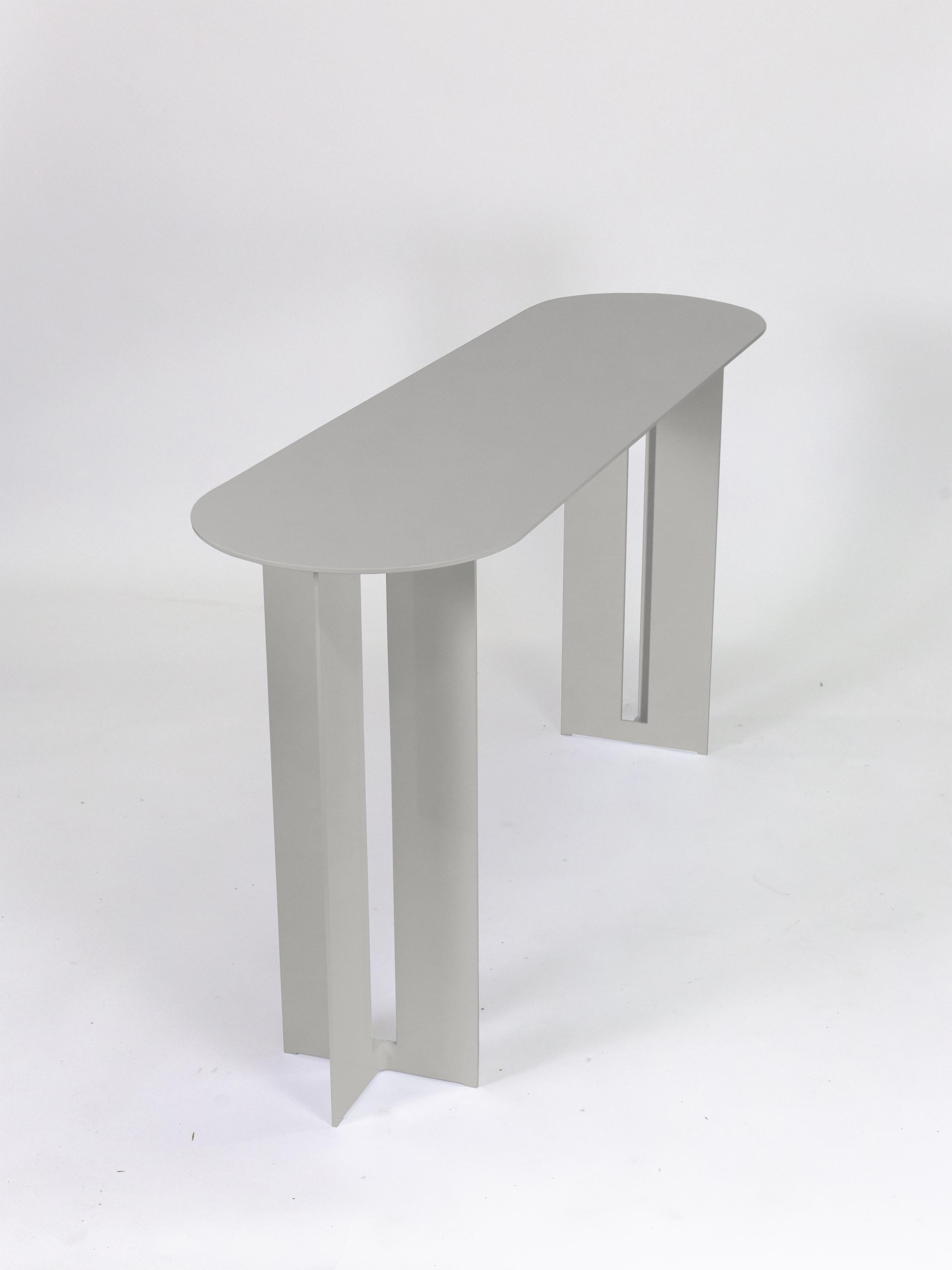 Modern Mers Console Table in Aluminum Satin For Sale