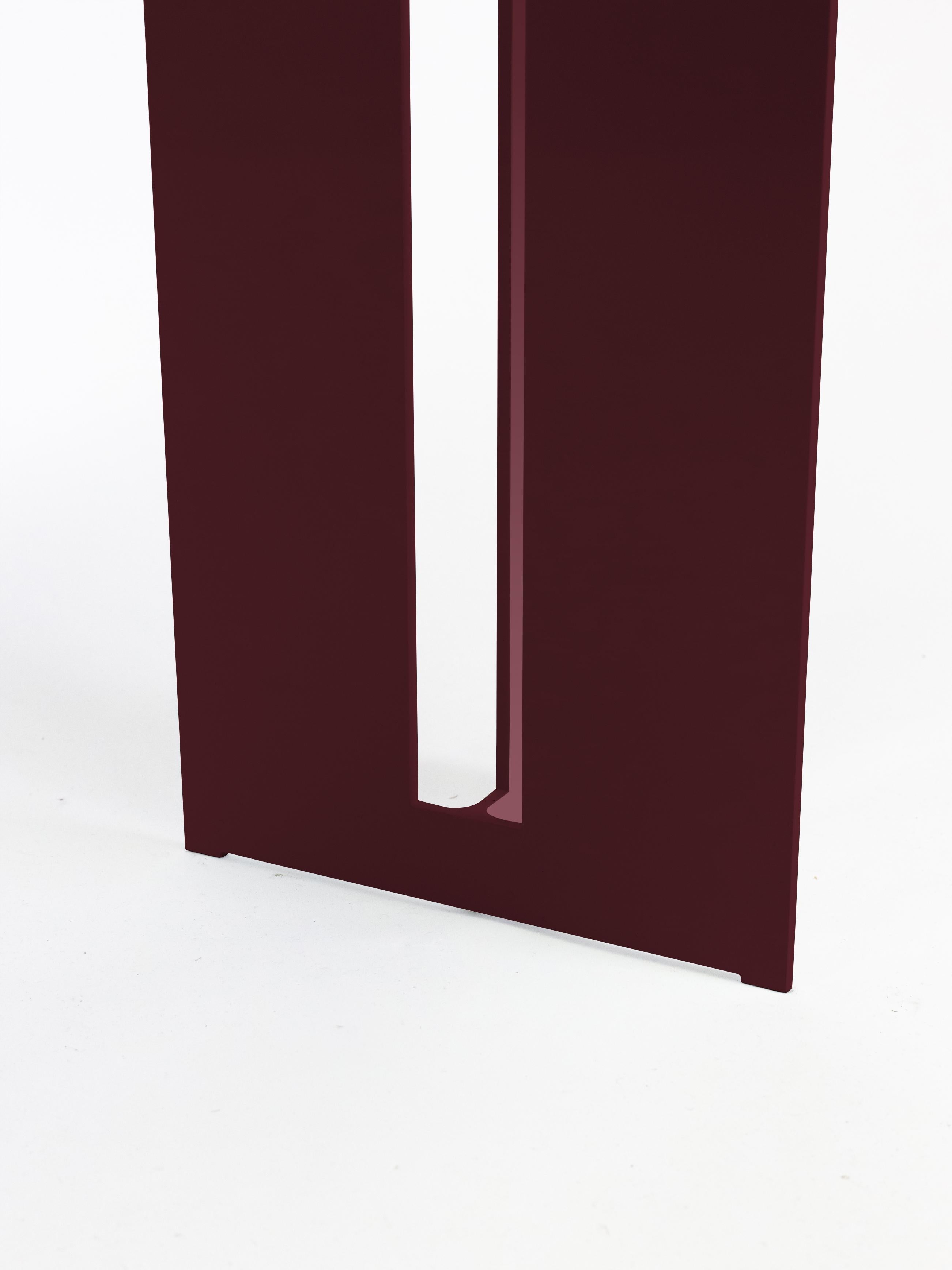 Modern Mers Console Table in Burgundy Aluminum  For Sale